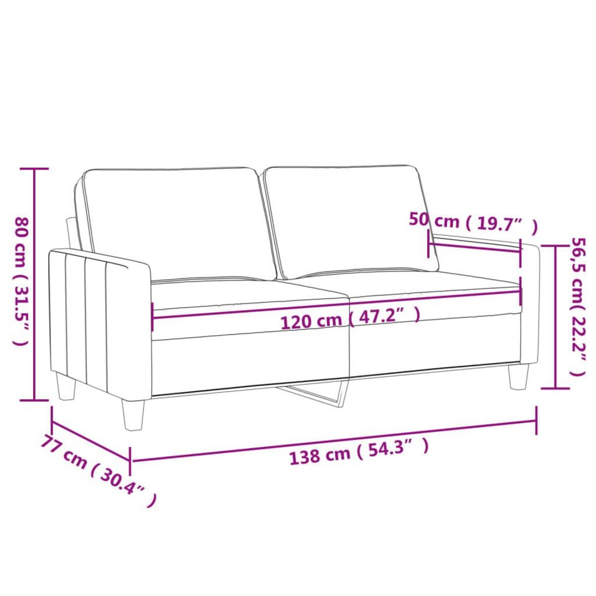 VIDAXL Canape a 2 places Noir 120 cm Similicuir