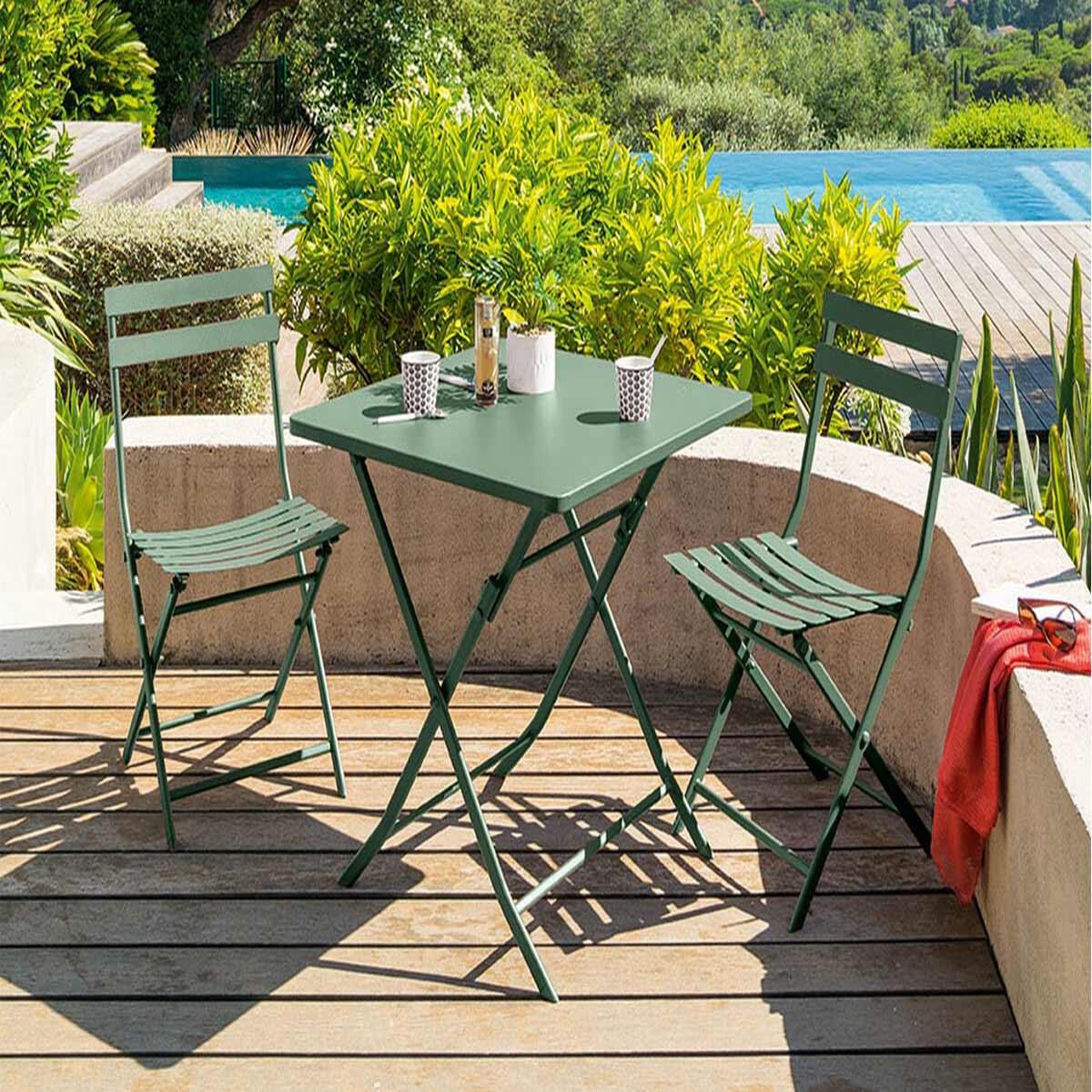 HESPERIDE Table de jardin carrée Greensboro 70 x 70 cm Olive - Hespéride