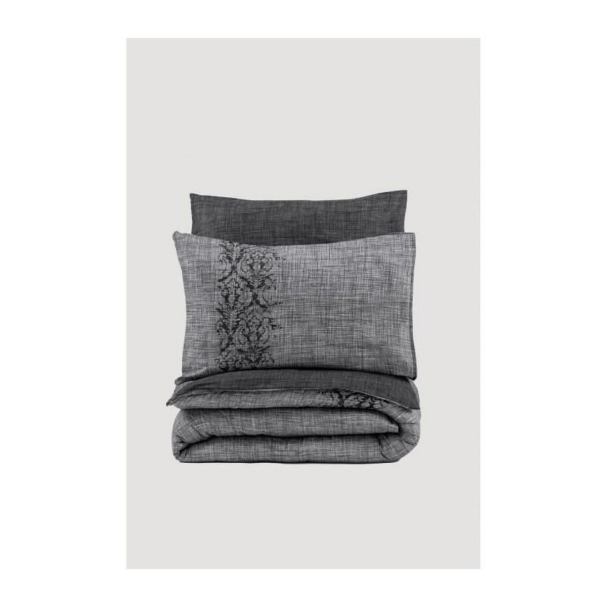 GENERIQUE Parure de lit - 129CTN64273 - 1 housse de couette 220 x 240 cm + 2 taies d'oreiller 60 x 60 cm - 100% coton ranforcé - Gris