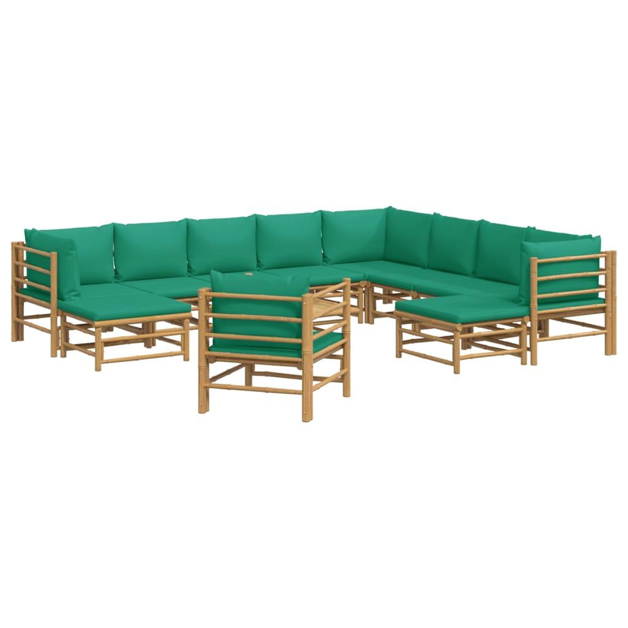 Voir la diapositive 3 : VIDAXL Salon de jardin 12 pcs avec coussins vert bambou