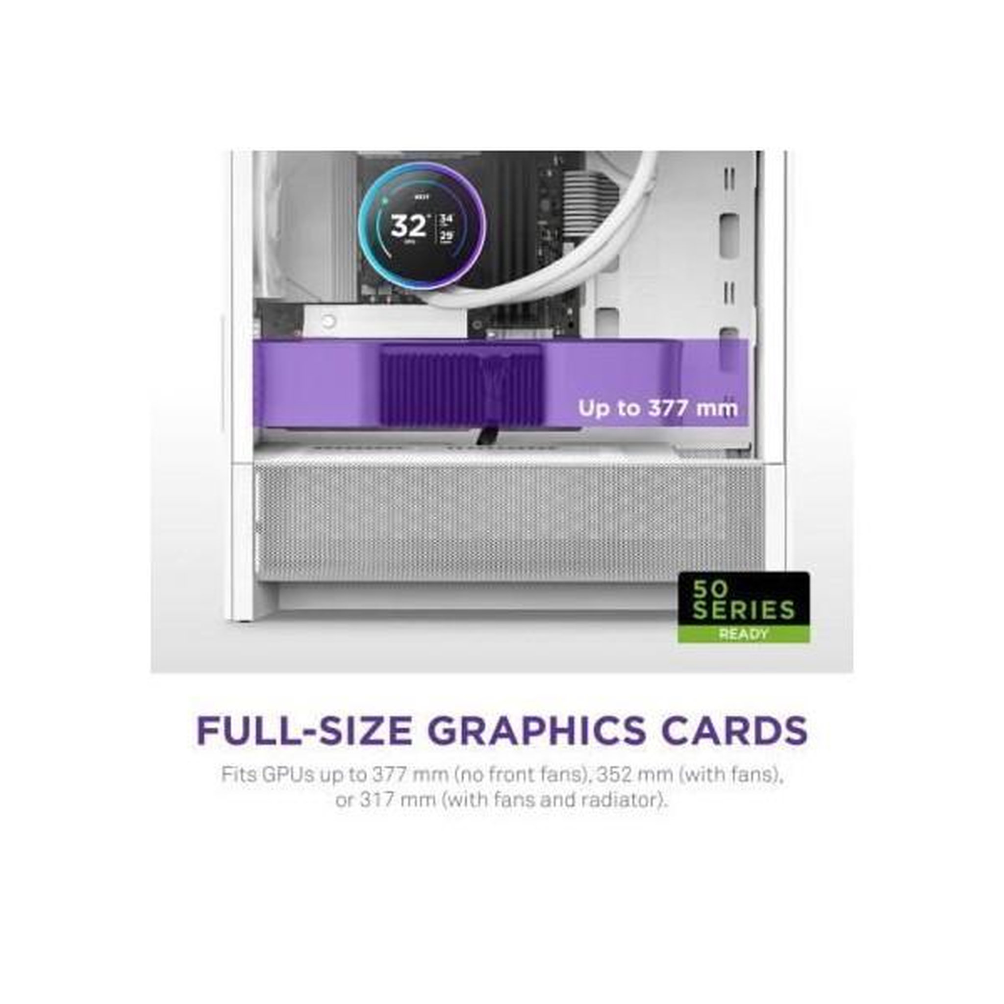 Voir la diapositive 4 : NZXT Boitier moyen-tour micro-atx - nzxt - h3 flow - blanc - airflow remarquable - support gpu grand format