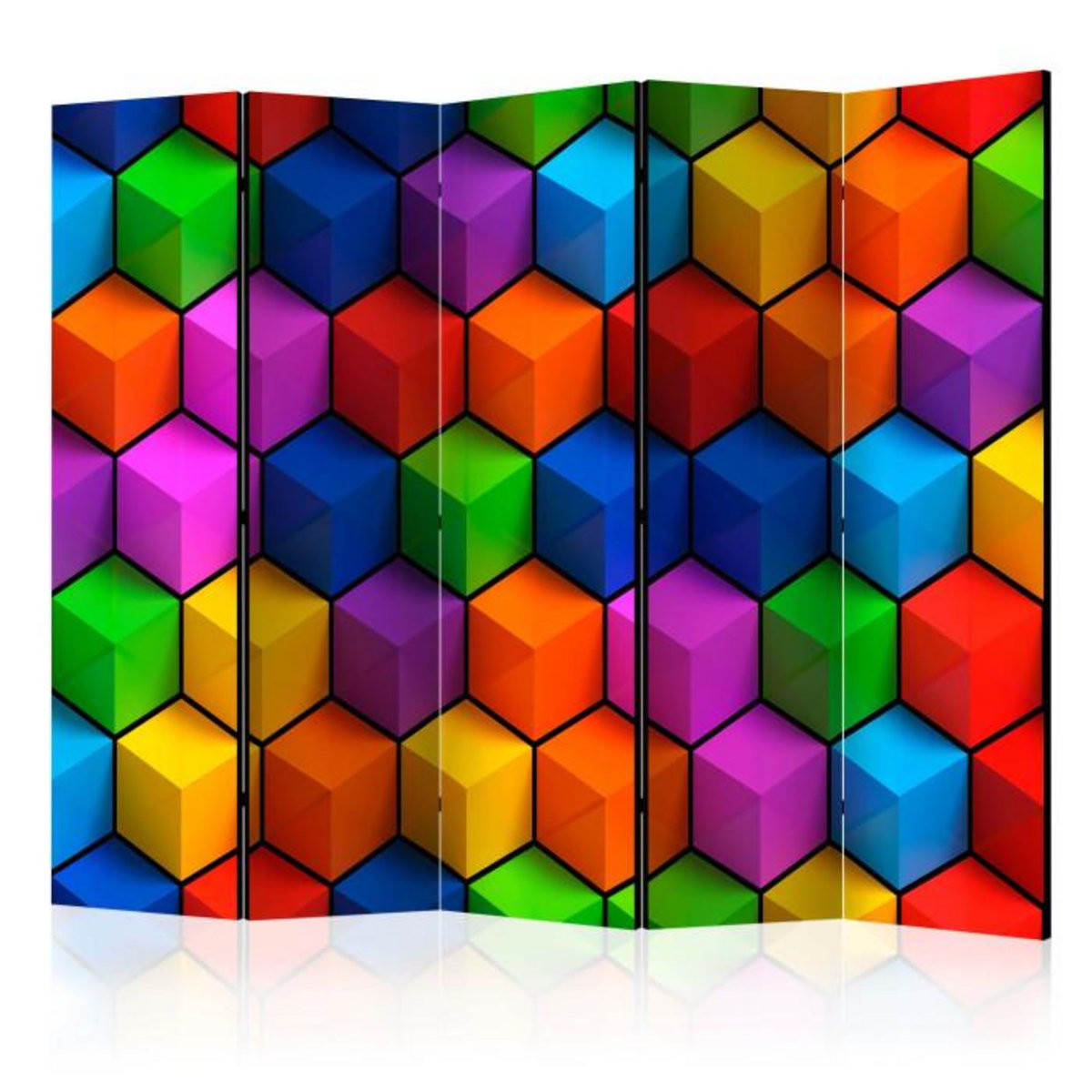Paris Prix Paravent 5 Volets  Colorful Geometric Boxes  172x225cm