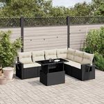 VIDAXL Salon de jardin 7 pcs avec coussins noir resine tressee