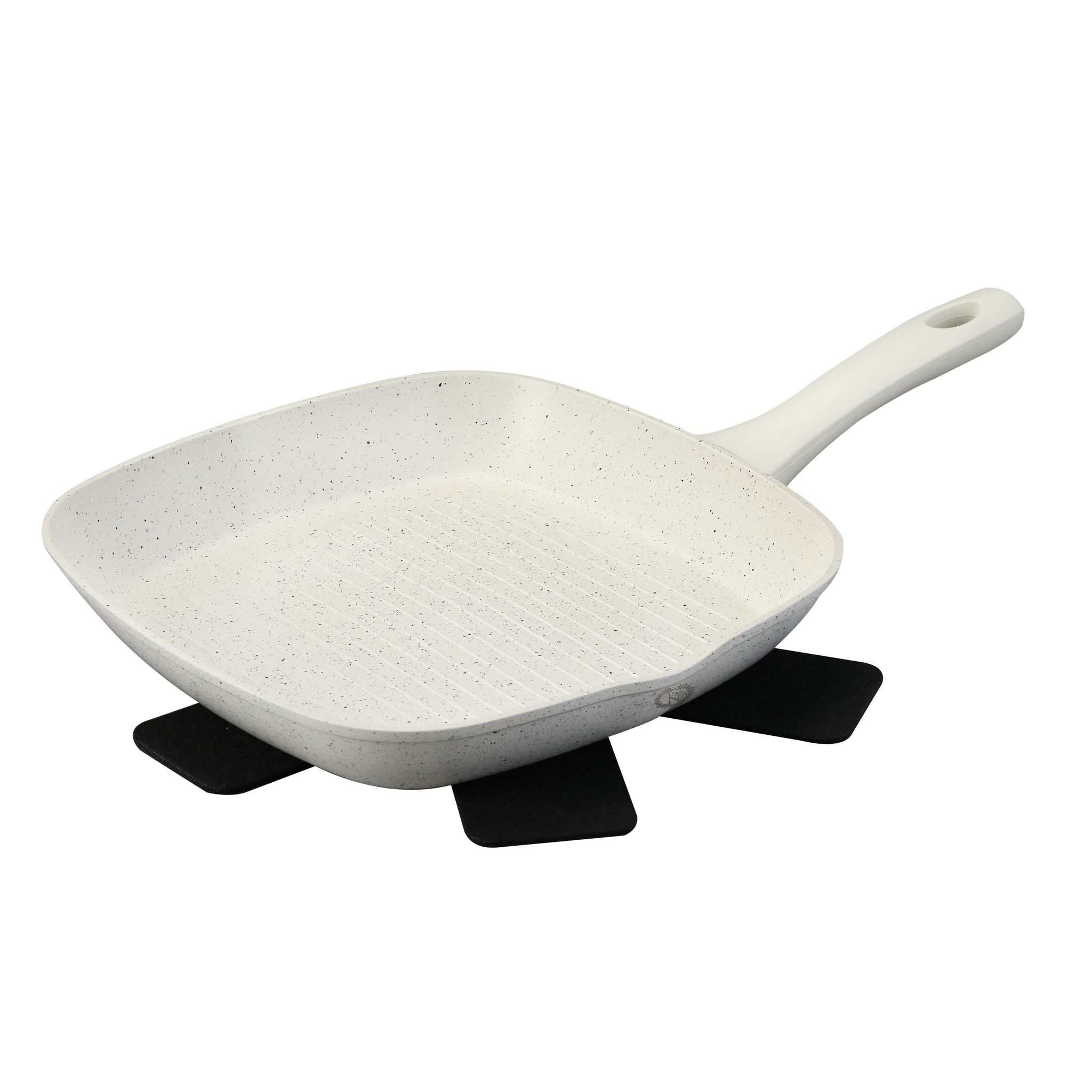 Zanetti Plaque BBQ 28 X 36 Cm Effet Pierre - Poêle Grill Aluminium Moulé, Double Prise, Compatible Induction