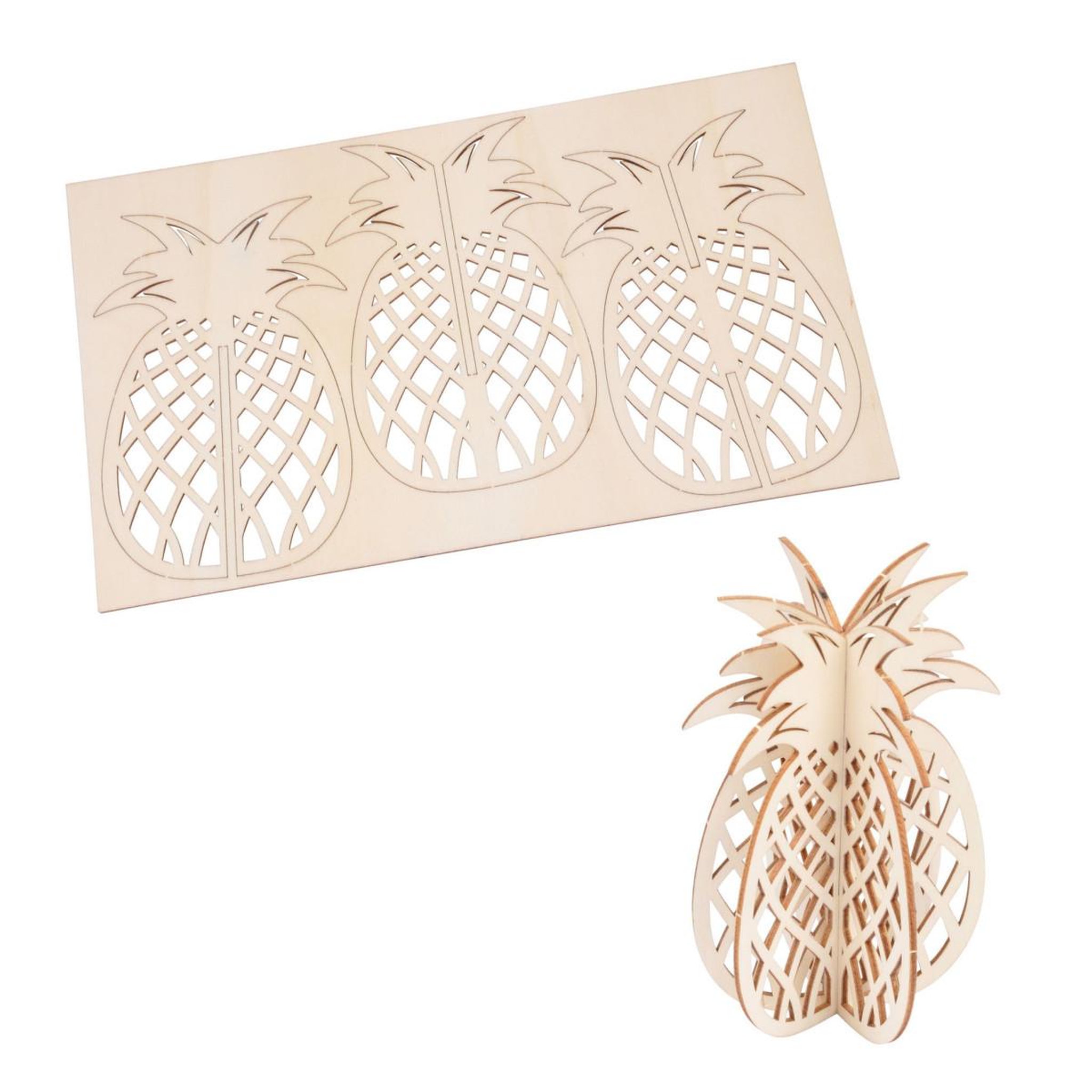 HOMEA Puzzle 3D à Personnaliser  Ananas  29cm Naturel