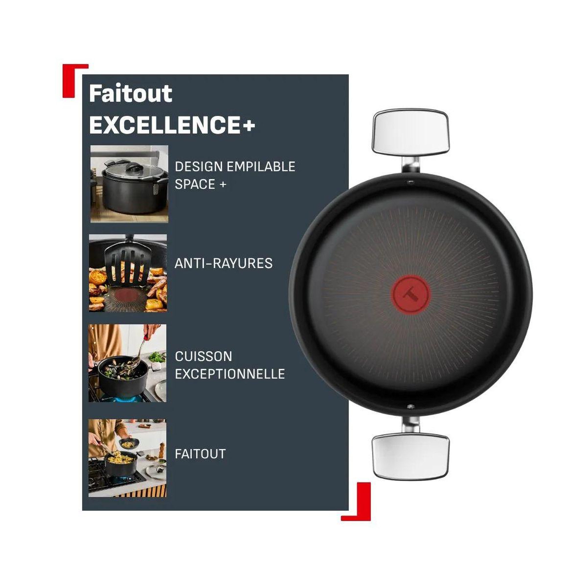 Voir la diapositive 2 : TEFAL Faitout 24cm excellence + avec couvercle