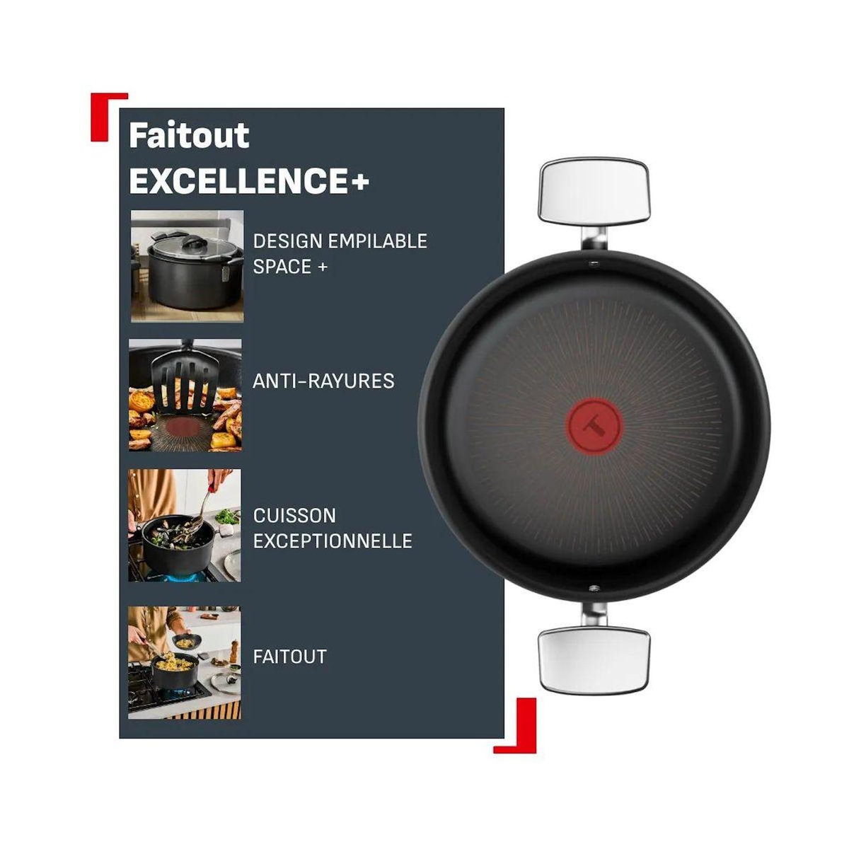 TEFAL Faitout 24cm Excellence + avec couvercle