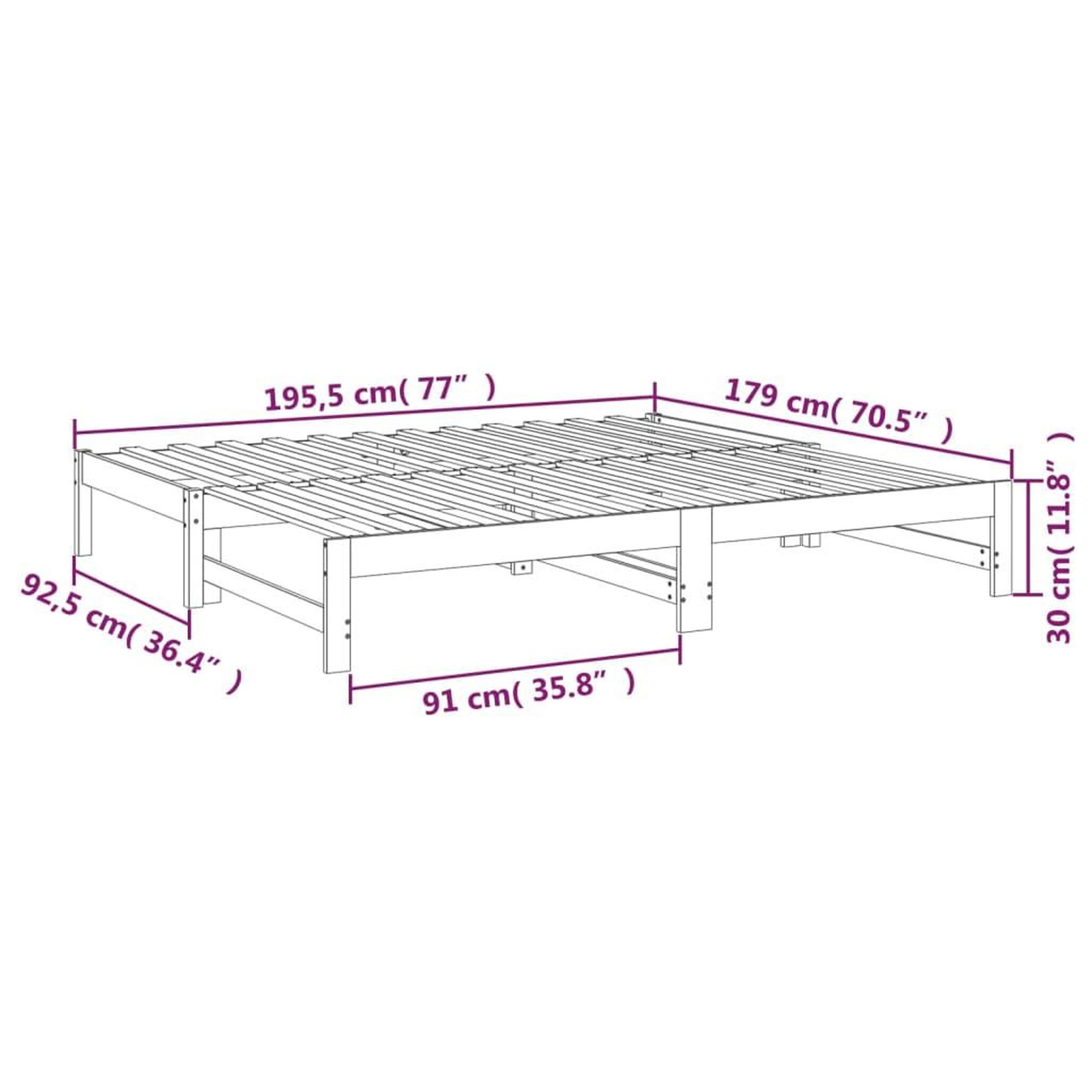 Voir la diapositive 6 : VIDAXL Lit coulissant sans matelas blanc 2x(90x190) cm