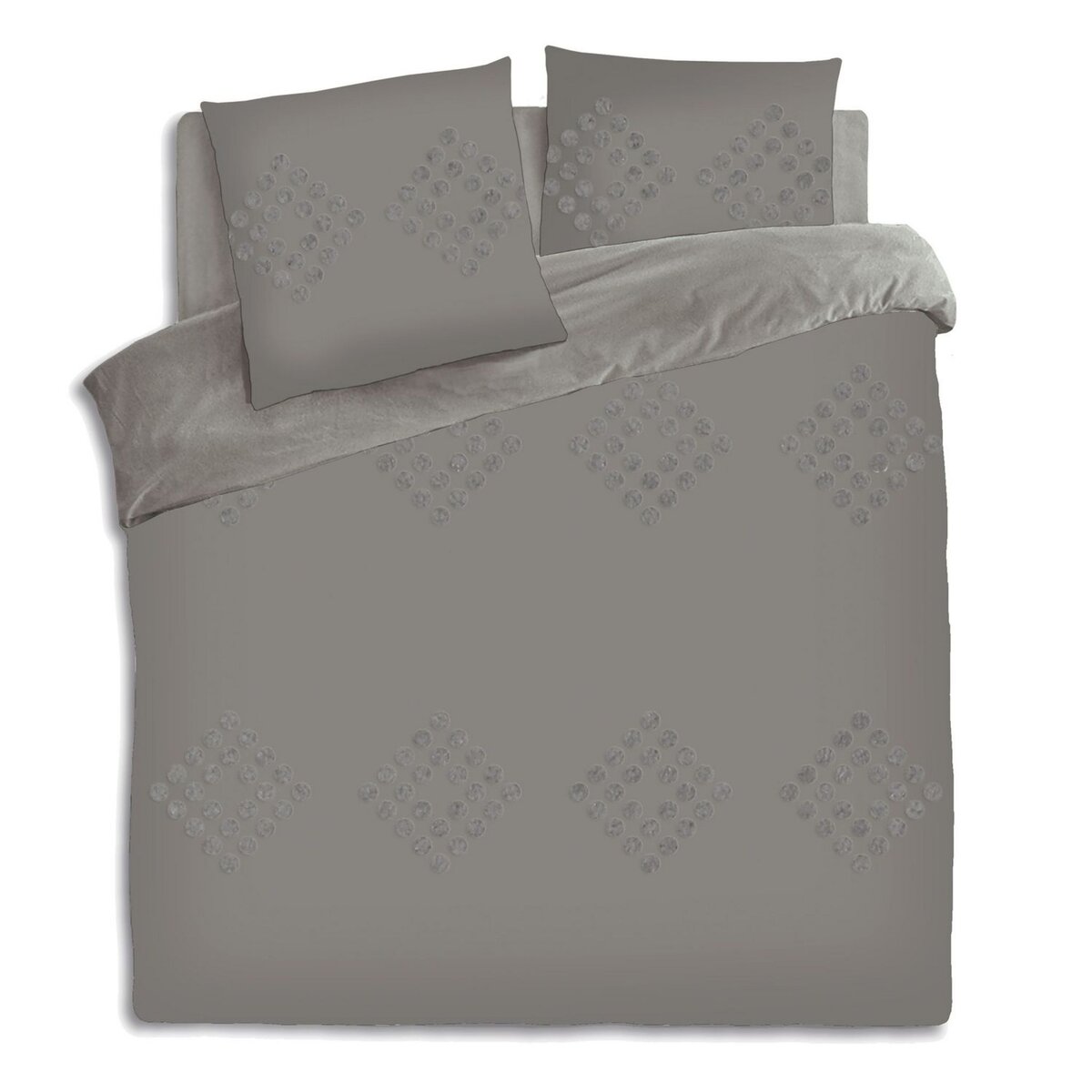 ATMOSPHERA Parure de lit en coton lavé Tuft - 240 x 220 cm - Gris