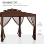 Voir la diapositive 4 : OUTSUNNY Tonnelle barnum de jardin 3L x 3l m avec 4 moustiquaires amovibles - double toit - métal polyester marron