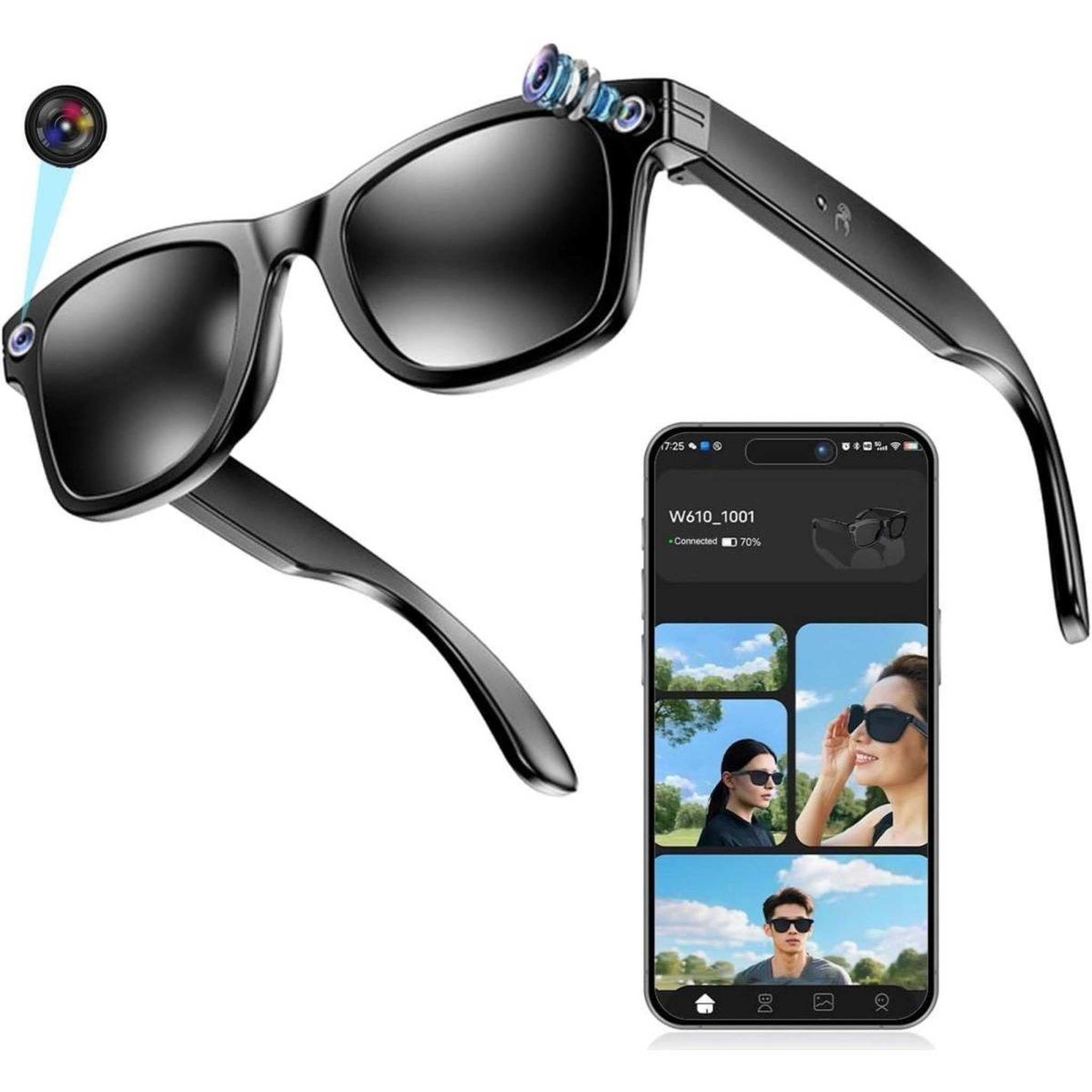 Voir la diapositive 3 : SYNERFIT Lunettes caméra NASA Vision - capteur Sony 8 Mpx, Wi-Fi, IP65 - Noir / Graphite