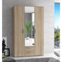 Voir la diapositive 2 : MARKET24 Armoire 3 portes battantes avec 1 miroir + 2 tiroirs - Décor chene Sonoma - L 121 x P 54 x H 200,1 cm - SELKEÄ