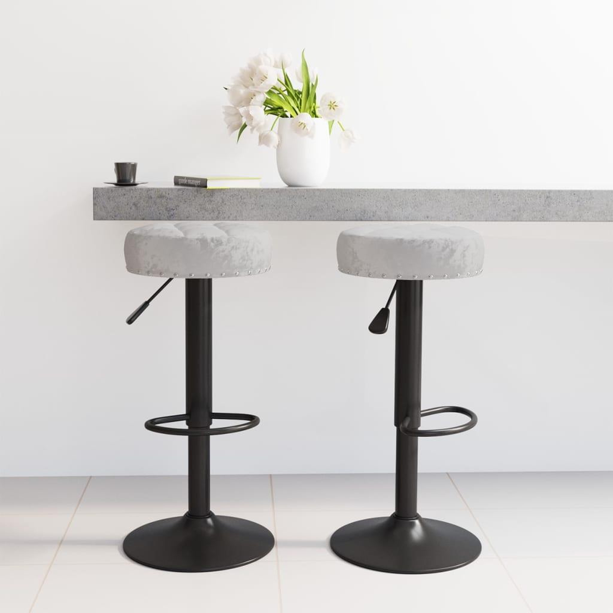 VIDAXL Tabourets de bar lot de 2 gris velours
