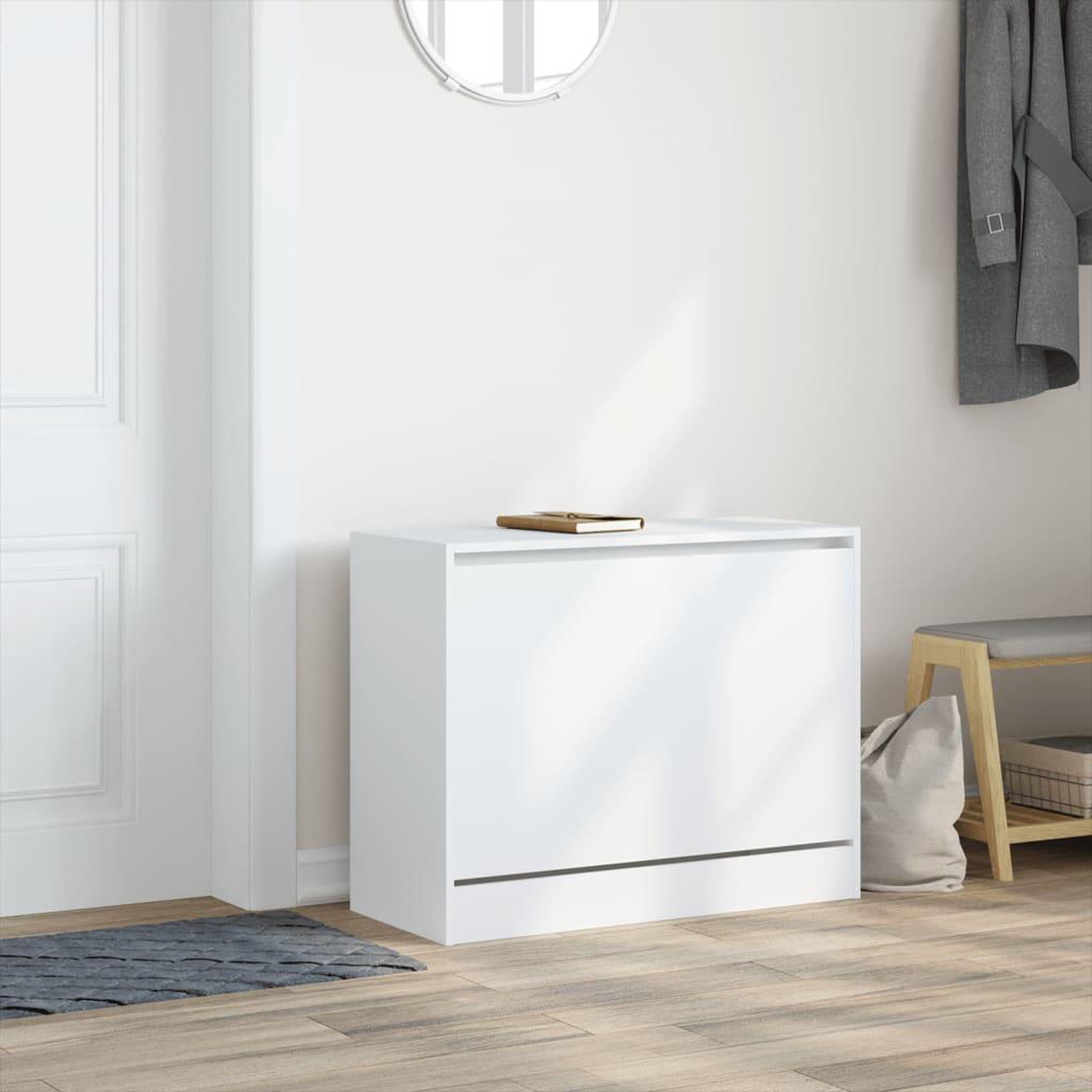 Voir la diapositive 3 : VIDAXL Armoire a chaussures blanc 80x34x63 cm bois d'ingenierie