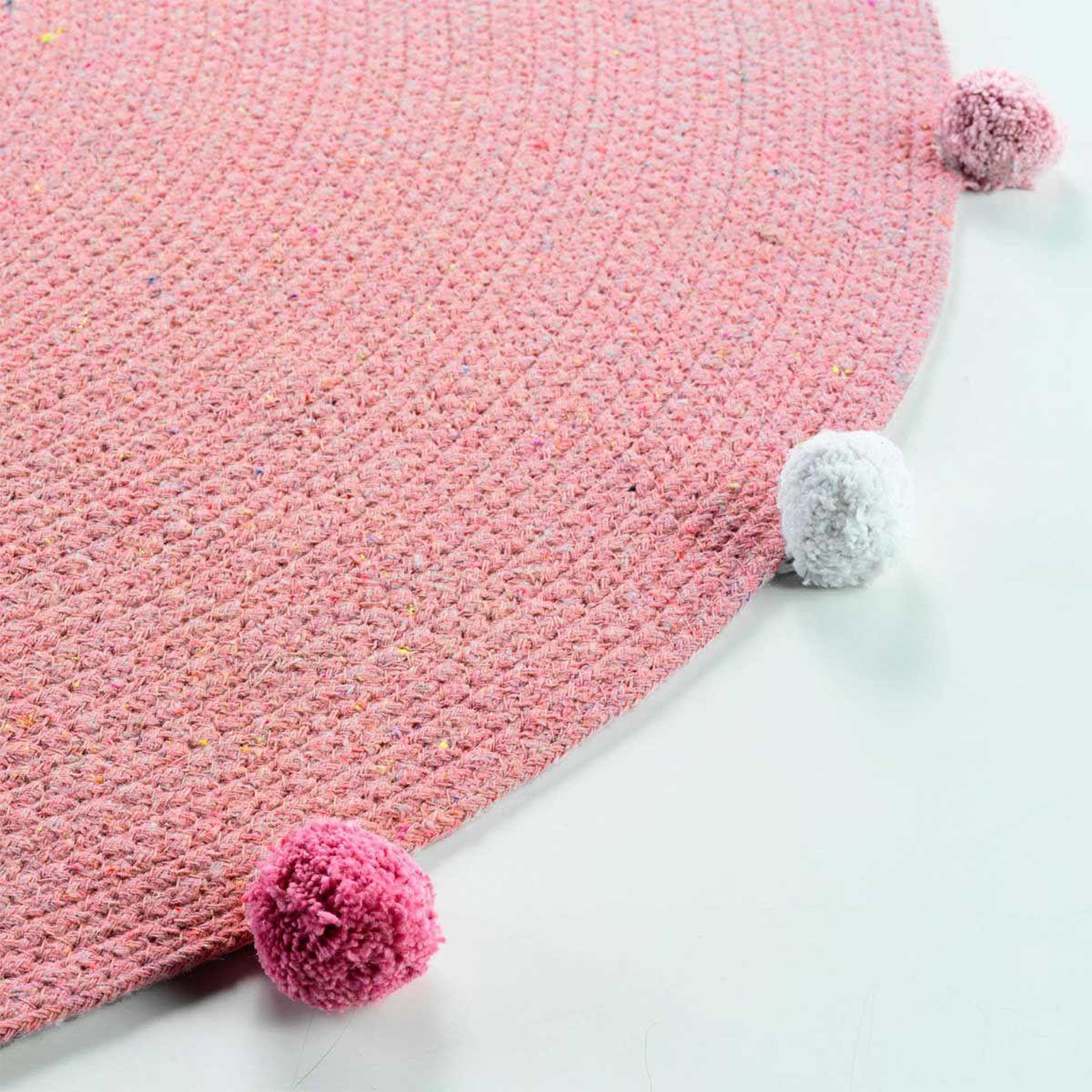 Voir la diapositive 2 : Douceur d'Intérieur Tapis rond enfant  pompomparty  90cm rose dragée