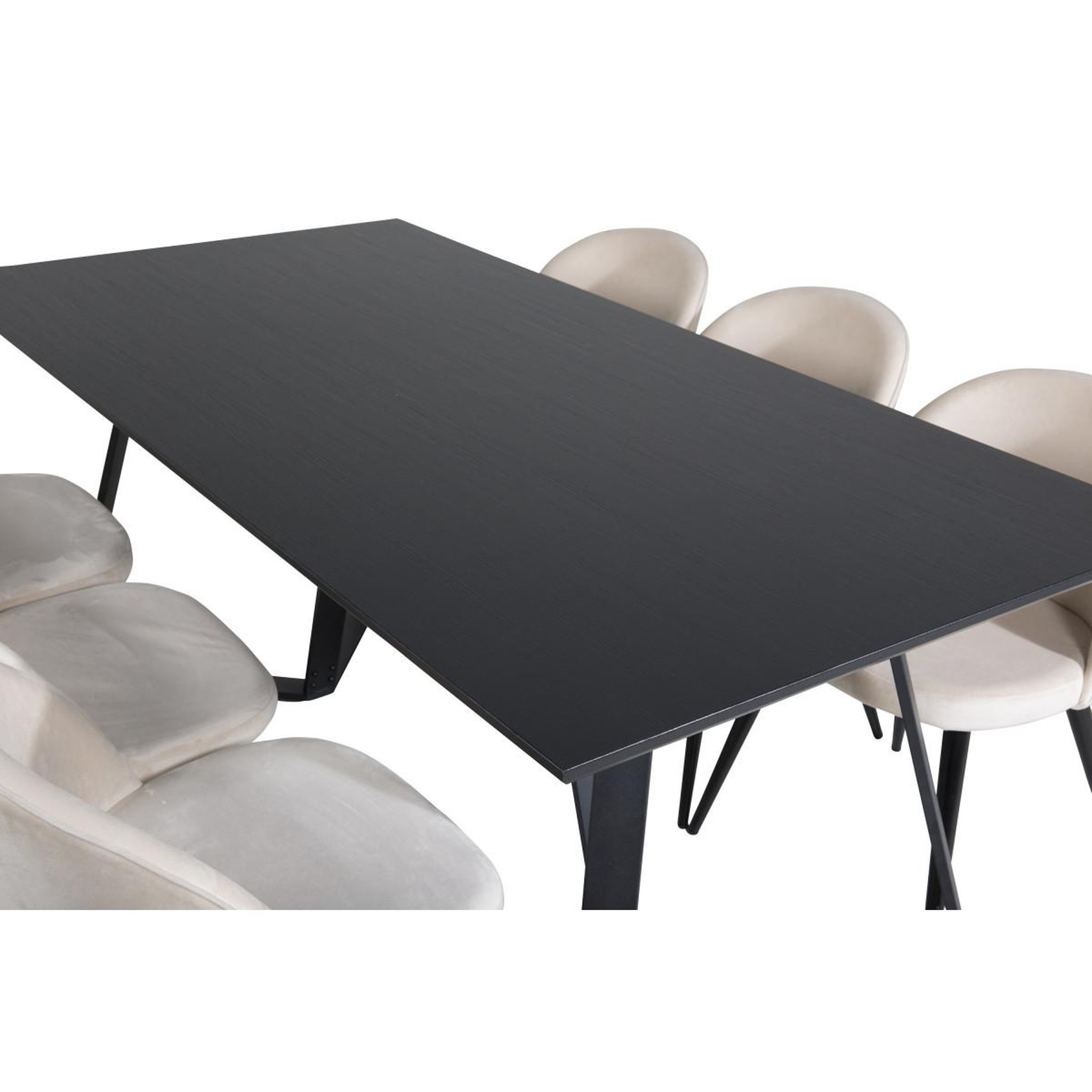 Voir la diapositive 4 : Paris Prix Ensemble table à manger & 6 chaises  marina & velvet  180cm noir & beige