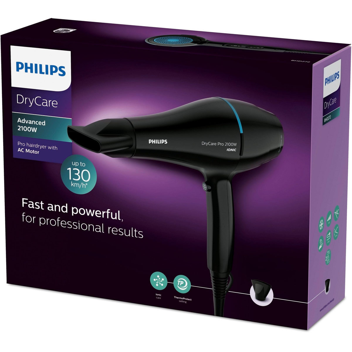 Philips Sèche-cheveux 2100w ionic - bhd272/00