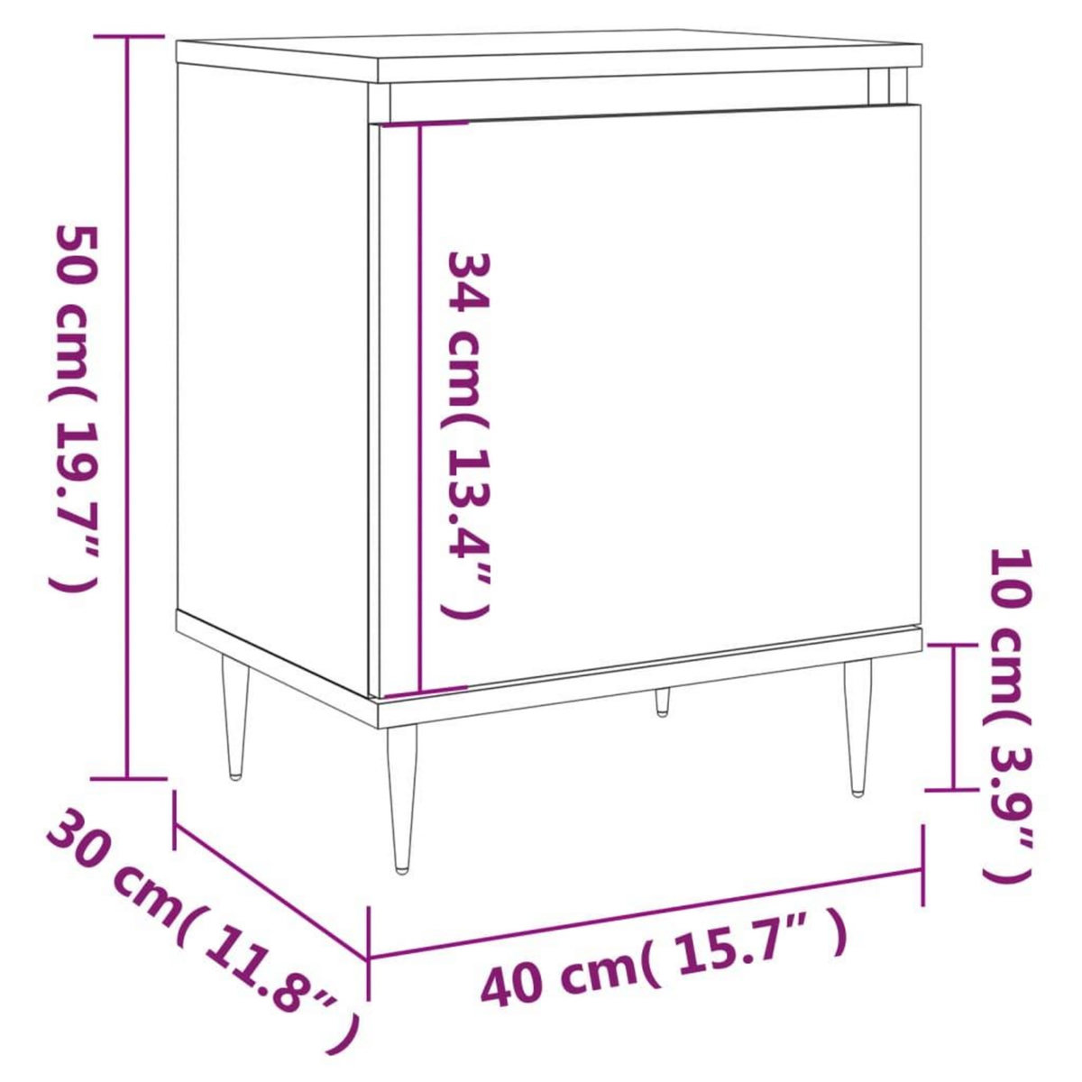 VIDAXL Tables de chevet 2pcs chene sonoma 40x30x50cm bois d'ingenierie