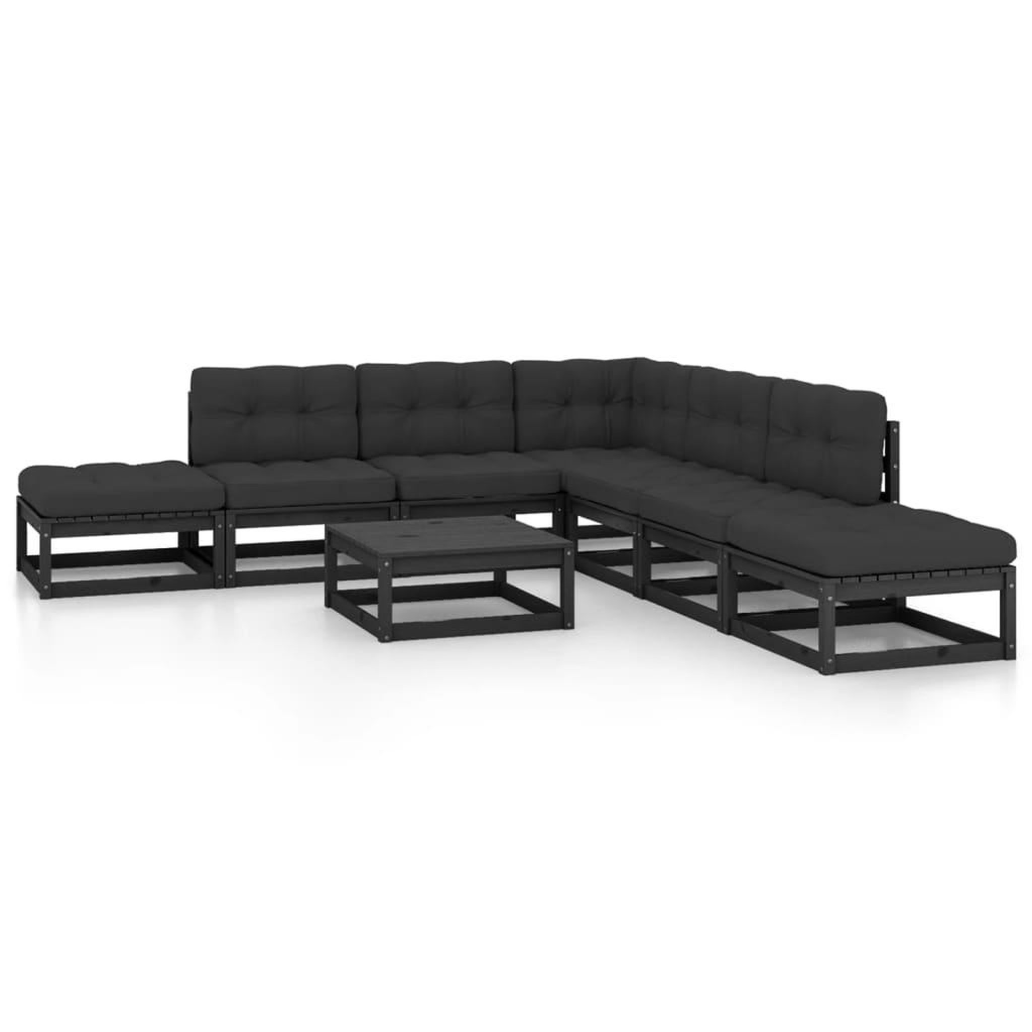 Voir la diapositive 2 : VIDAXL Salon de jardin 8 pcs avec coussins Bois de pin massif