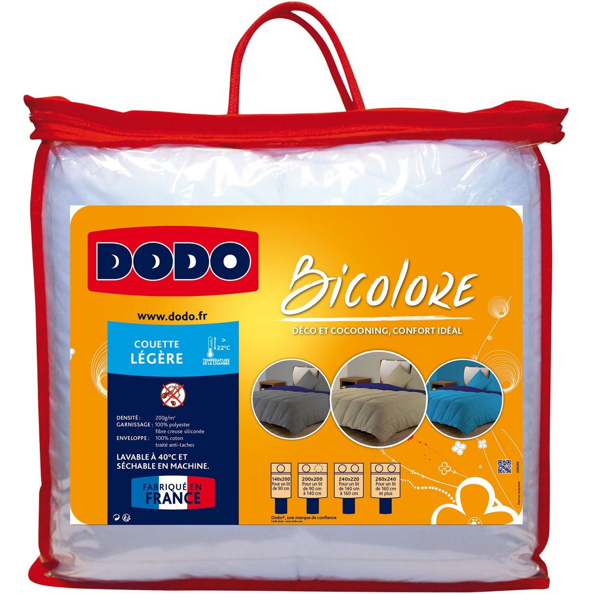 DODO Couette légère en coton 200 g/m² BICOLORE