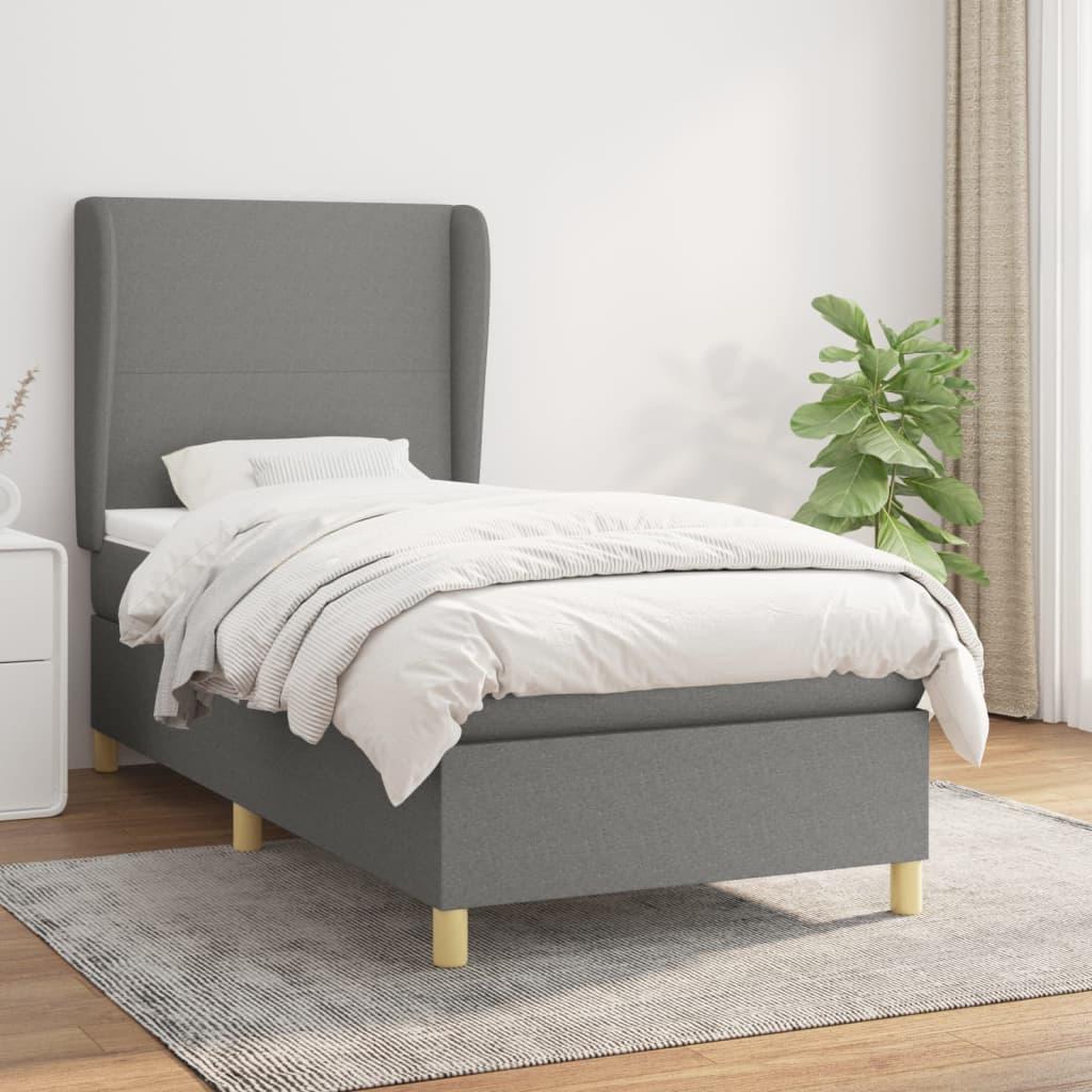 Voir la diapositive 1 : VIDAXL Sommier a lattes de lit avec matelas Gris fonce 80x200 cm Tissu