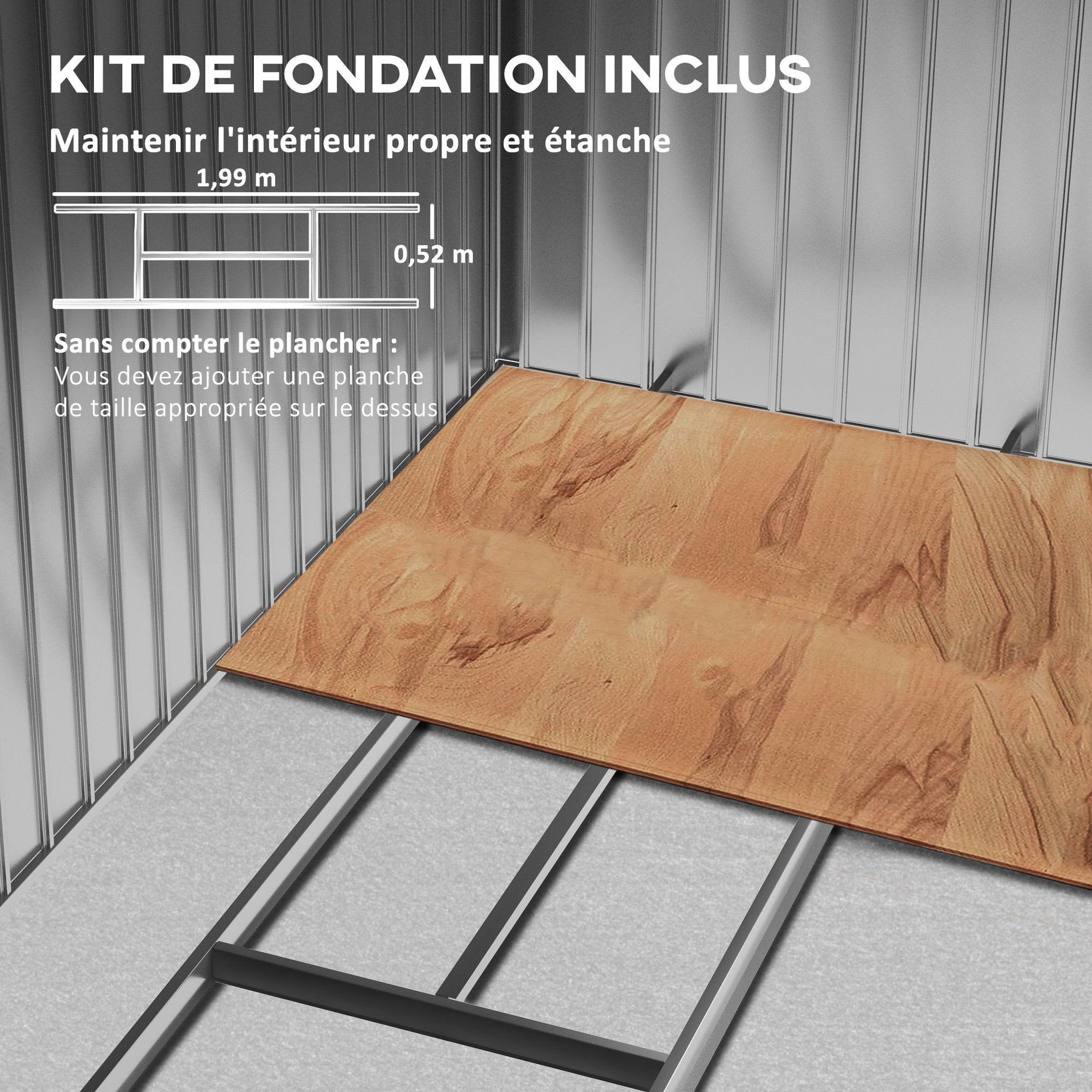 Voir la diapositive 6 : OUTSUNNY Abri de jardin - remise pour outils - cabanon porte verrouillable - dim. 213L x 130l x 185H cm - tôle d'acier café chocolat