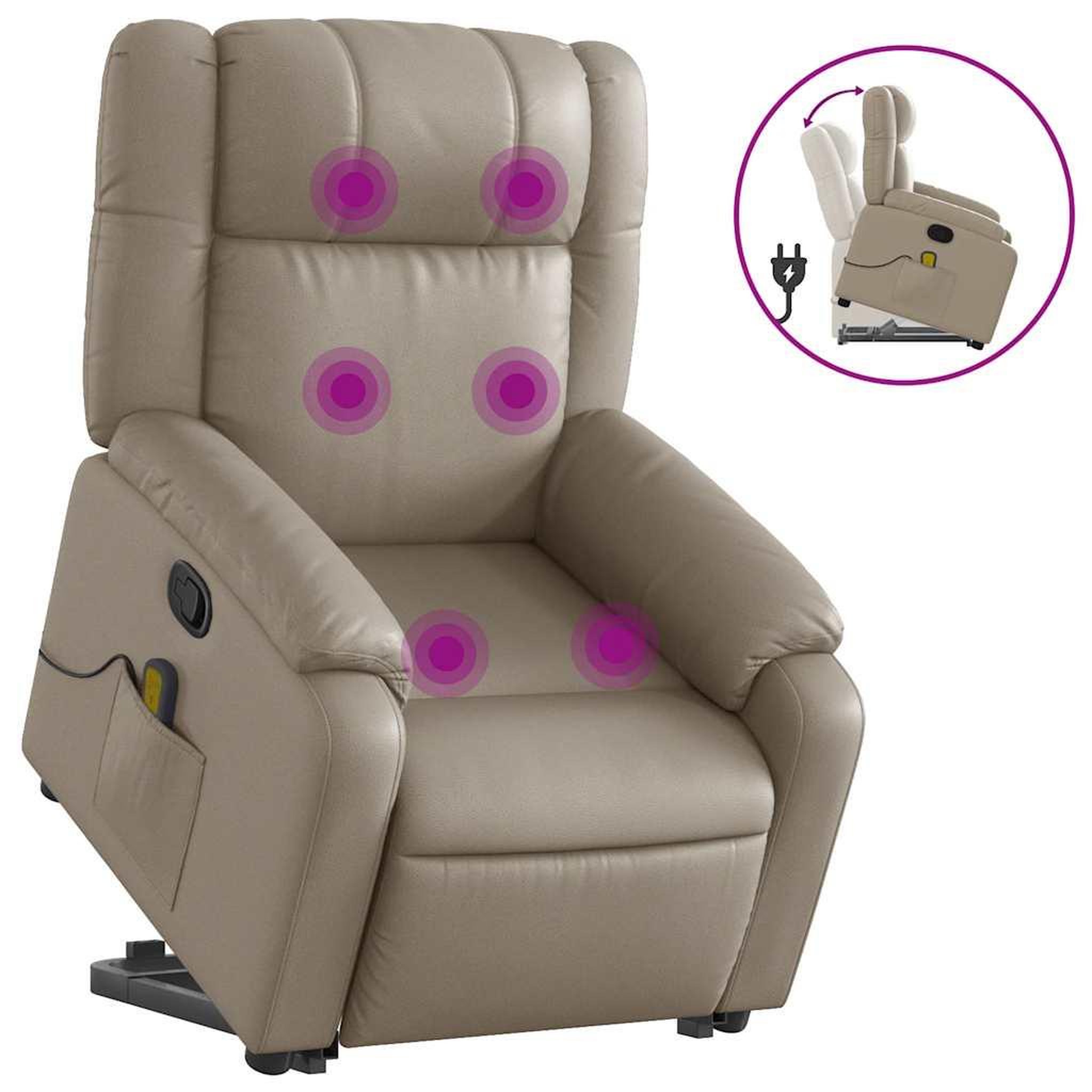 Voir la diapositive 2 : VIDAXL Fauteuil inclinable de massage Cappuccino Similicuir