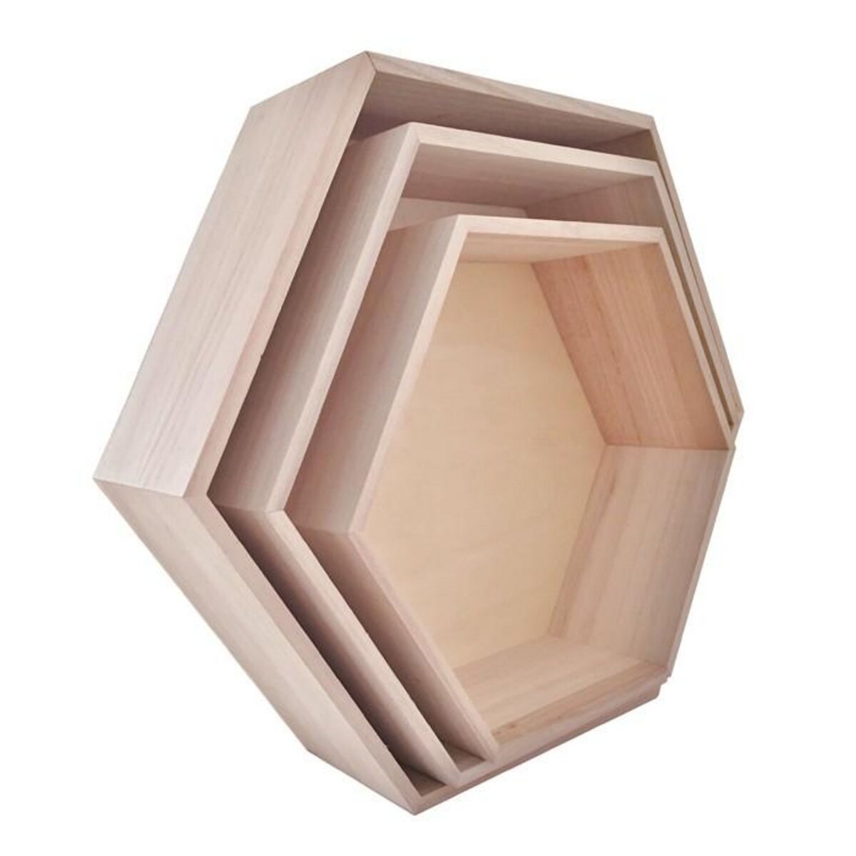 Graine créative 3 étagères hexagonales en bois