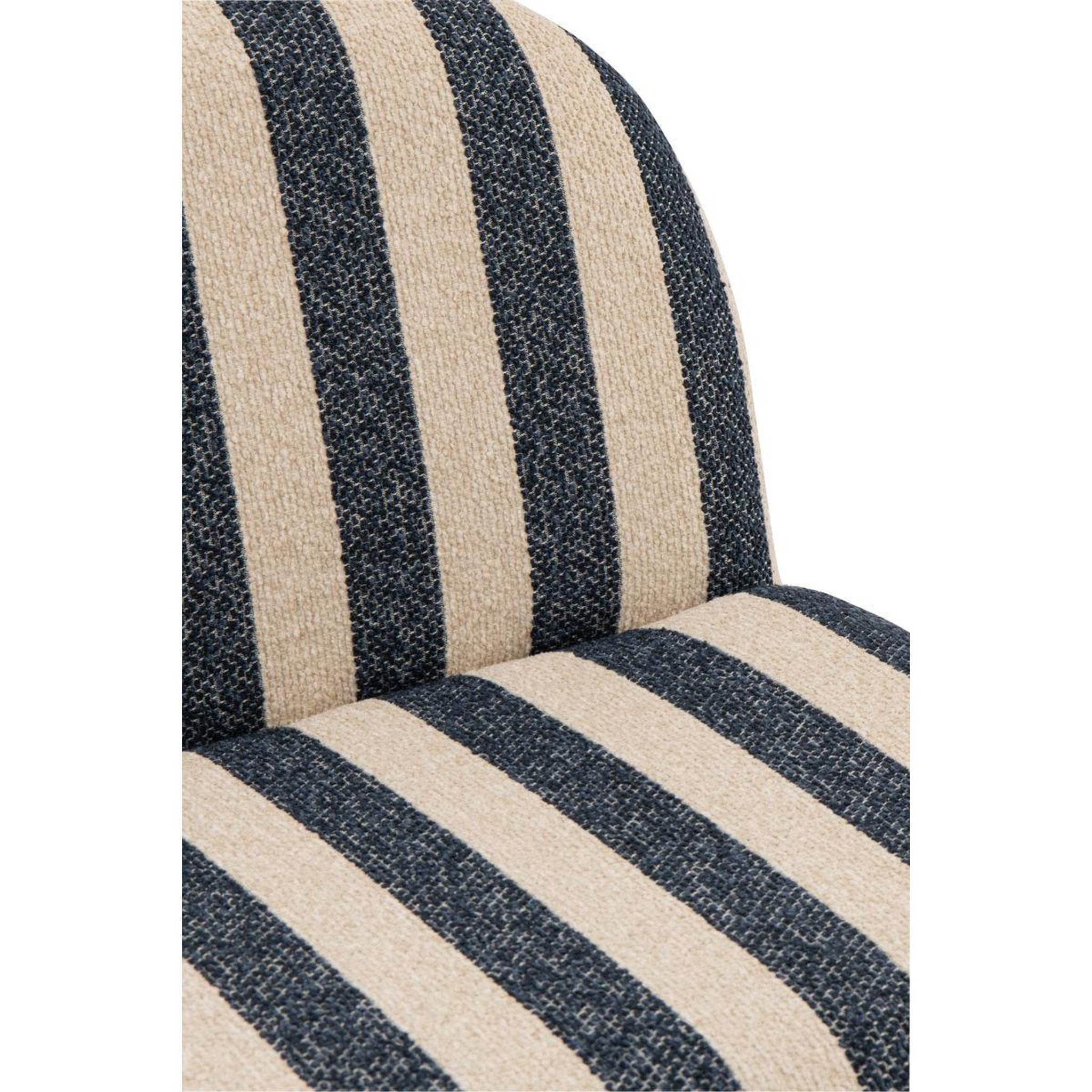 Voir la diapositive 5 : J-LINE Fauteuil à rayures  ligné  76cm bleu & blanc cassé