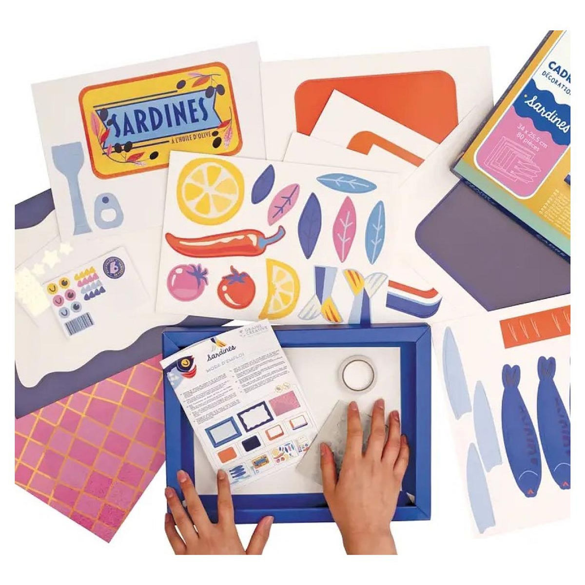 Graine créative coffret creatif Cadre 3D Papier Les Sardines