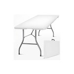 KZ GARDEN Table de jardin pliante 180x75xH74 cm Blanche Haute resistance Polypropylène Camping Réceptions KZ GARDEN