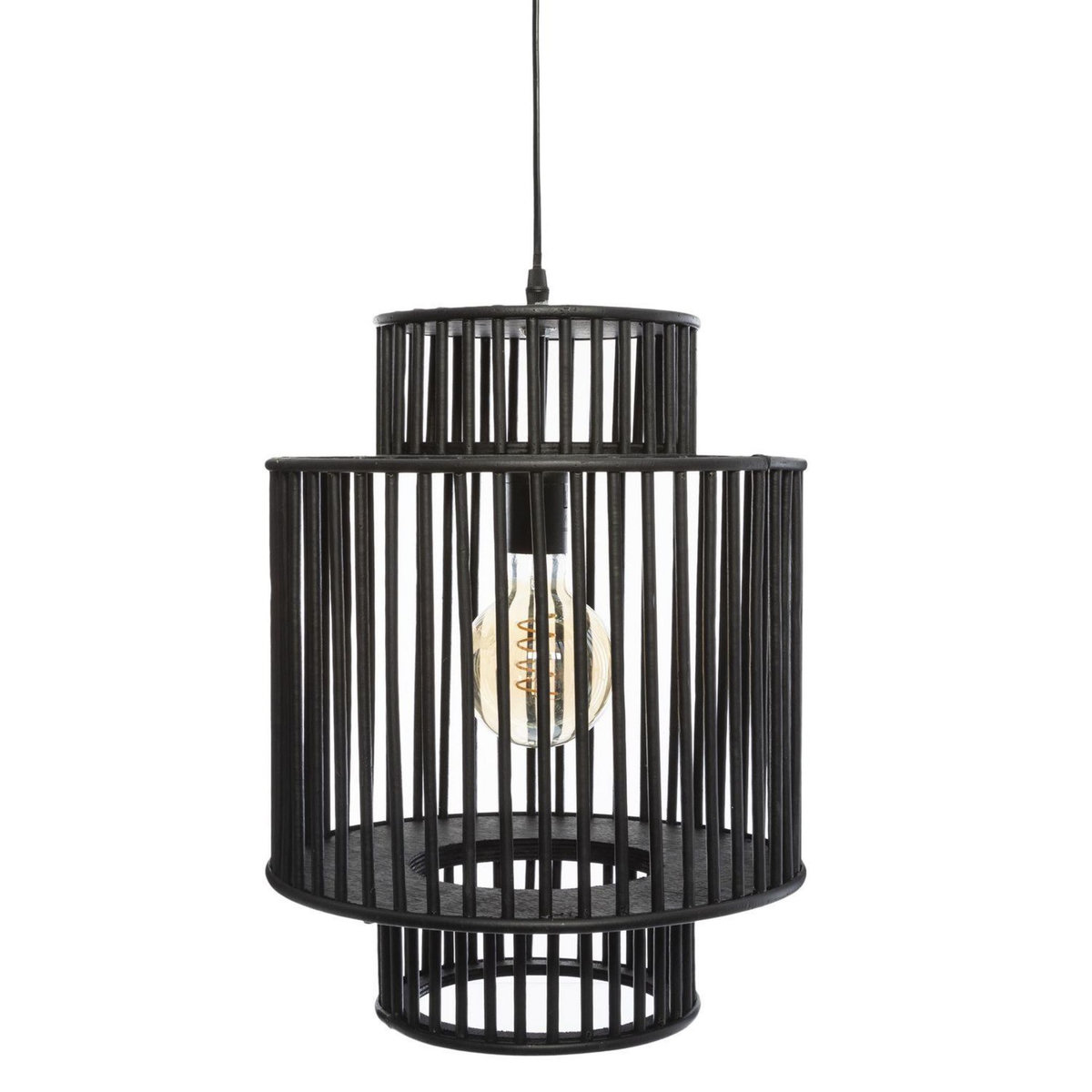 ATMOSPHERA Suspension luminaire en bambou Slow - Diam. 32 cm - Noir
