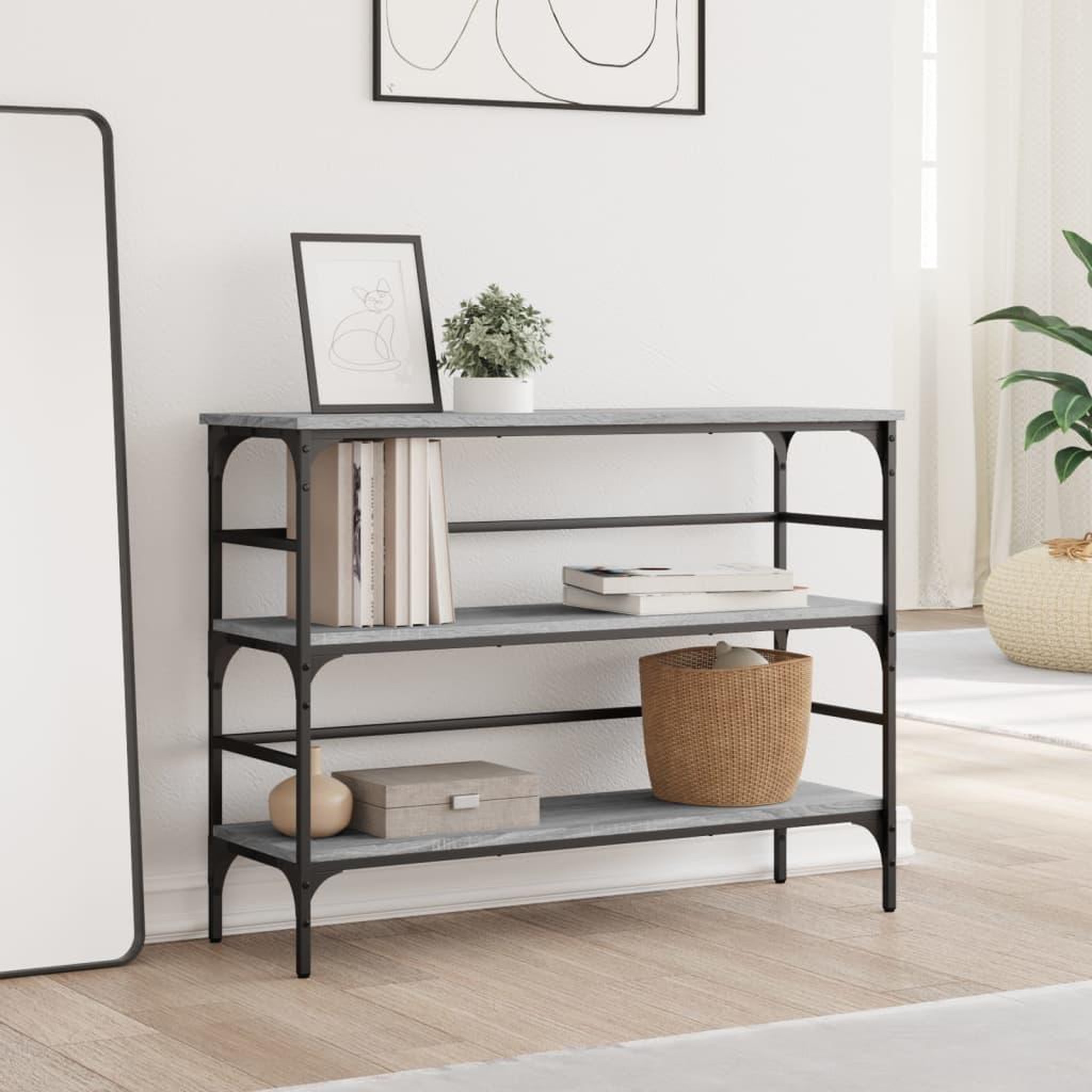 Voir la diapositive 3 : VIDAXL Table console sonoma gris 100x32x75 cm bois d'ingenierie