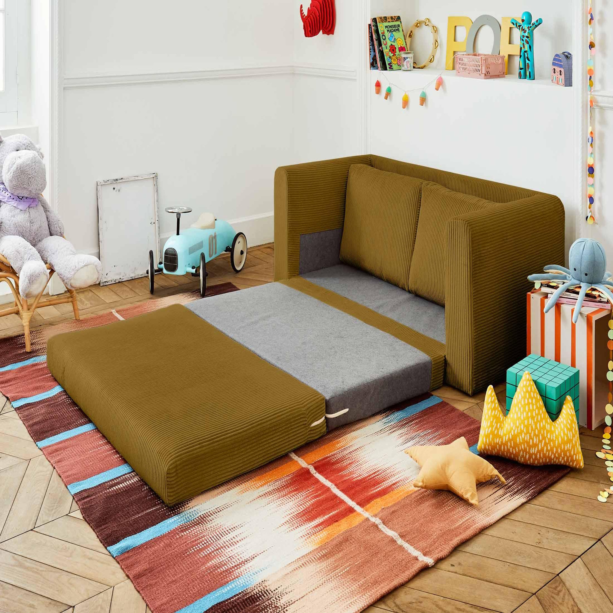 Voir la diapositive 2 : BEST MOBILIER Marilia - canapé 2 places - convertible déplimousse - en velours côtelé