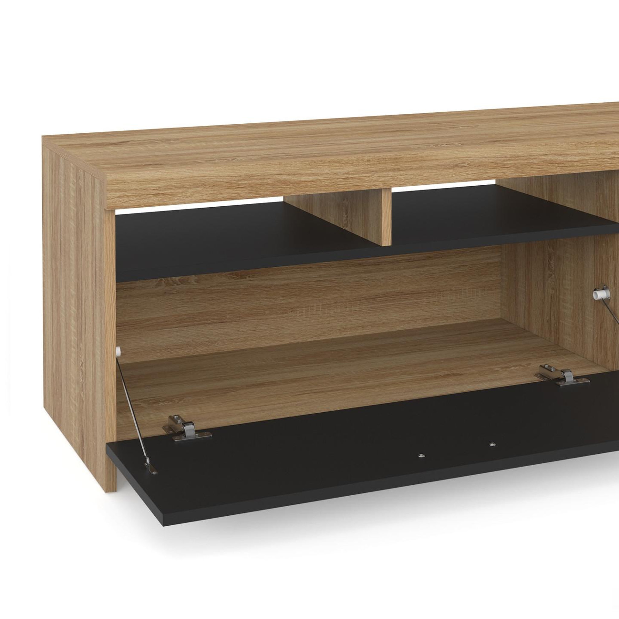 Voir la diapositive 6 : ID MARKET Meuble tv 110 cm malo bois et placard noir