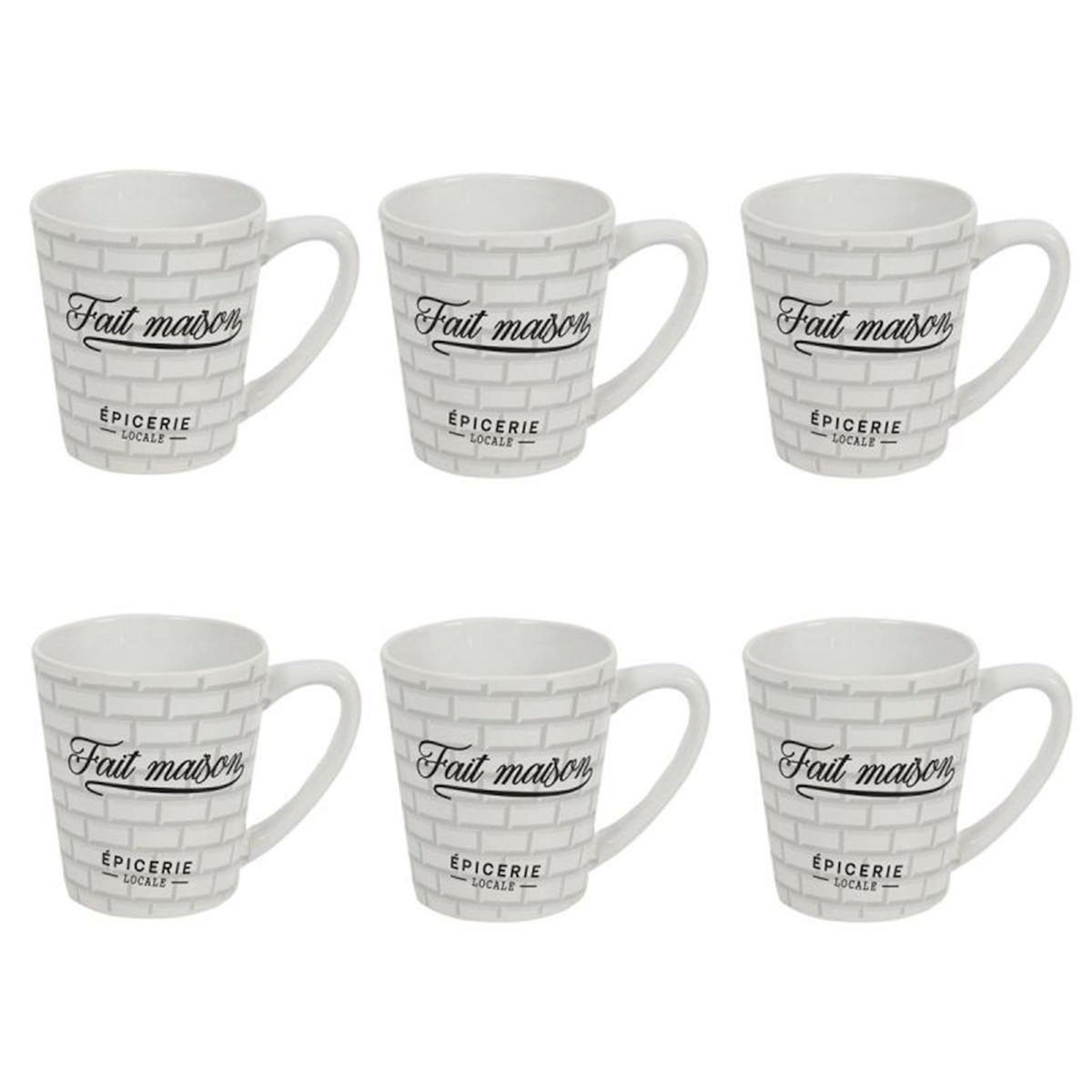 Paris Prix Lot de 6 Mugs en Porcelaine  Brooklyn  30cl Blanc