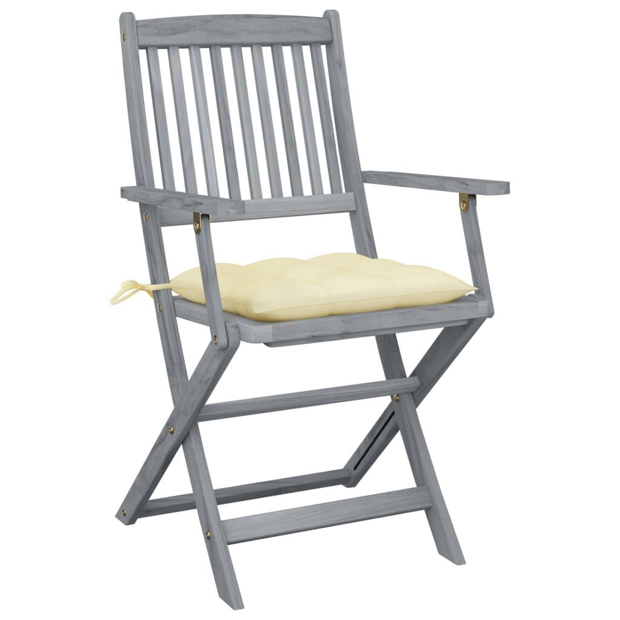 Voir la diapositive 3 : VIDAXL Chaises pliables d'exterieur lot de 4 et coussins Bois d'acacia
