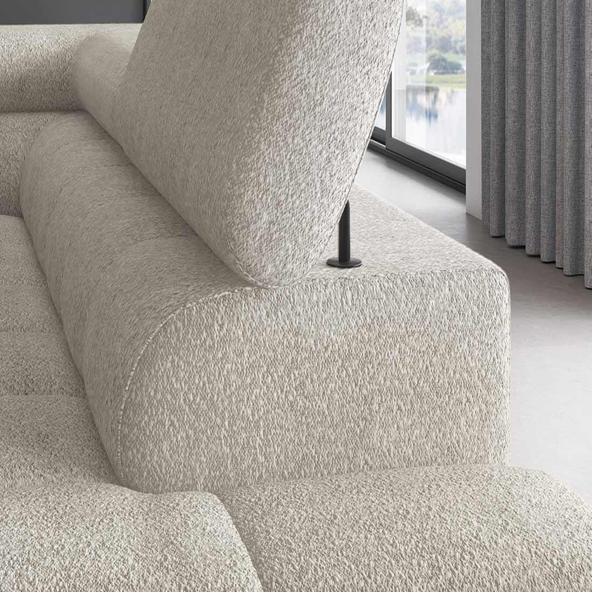 Voir la diapositive 4 : BEST MOBILIER Elisa - canapé d'angle droit 5 places convertible avec coffre et têtières réglables en tissu bouclette