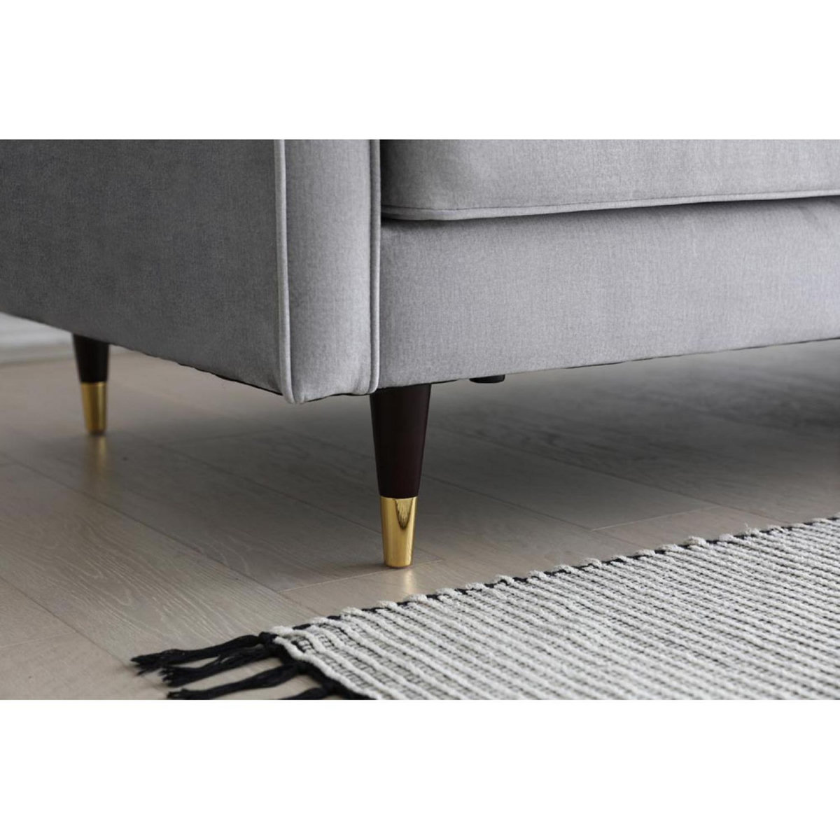 CONCEPT USINE Canapé 3 places en velours gris clair NALHA