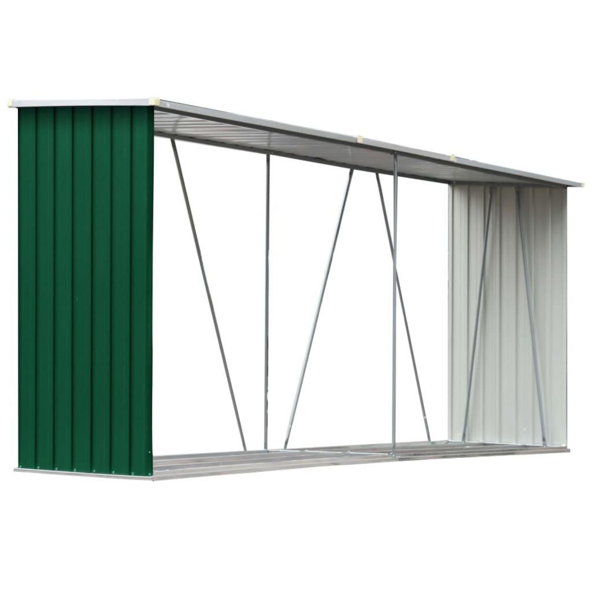 VIDAXL Abri de stockage de bois Acier galvanise 330x84x152 cm Vert