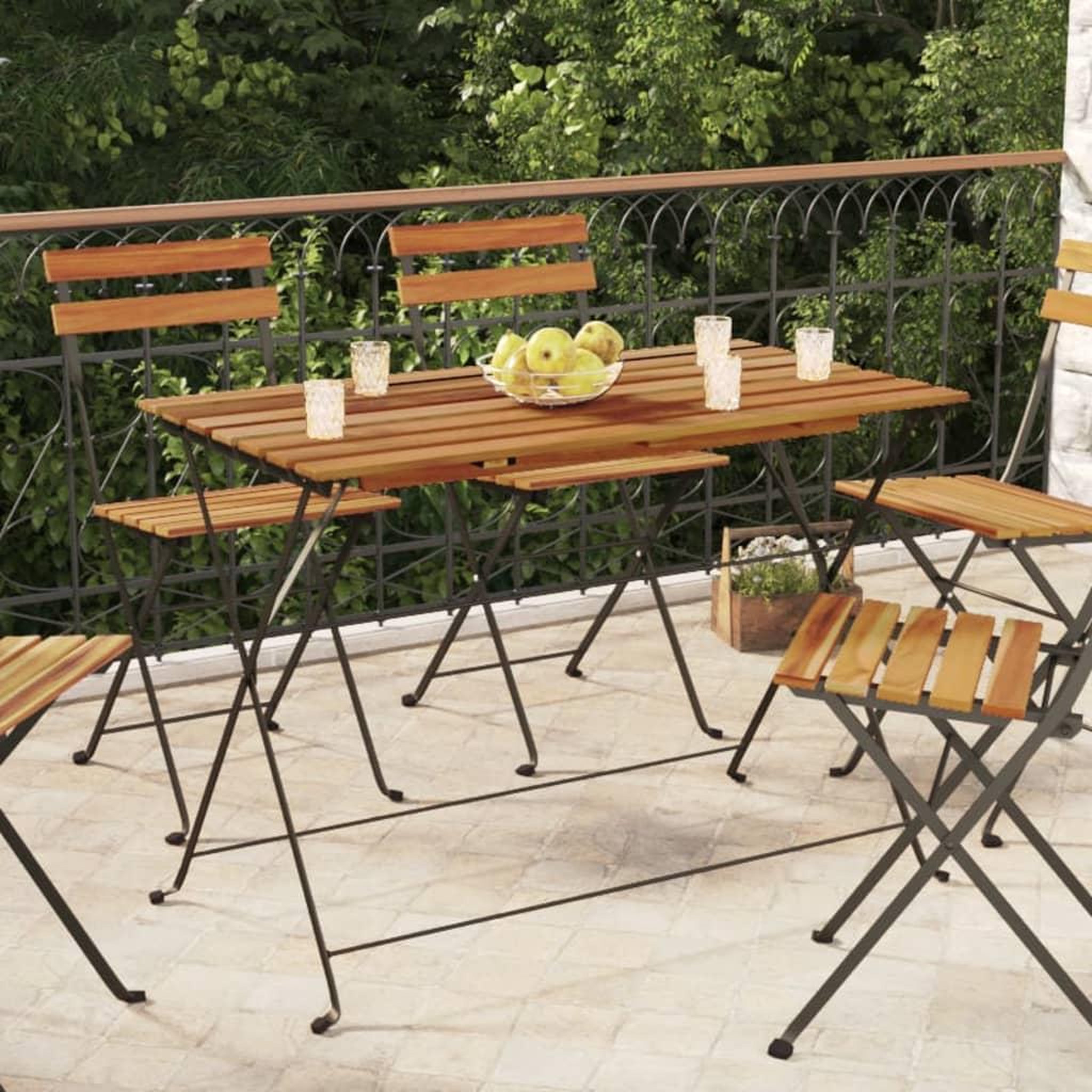 Voir la diapositive 1 : VIDAXL Table de bistro pliante 100x54x71cm Bois acacia solide et acier