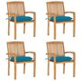 Voir la diapositive 1 : VIDAXL Chaises de jardin empilables avec coussins lot de 4 Teck solide