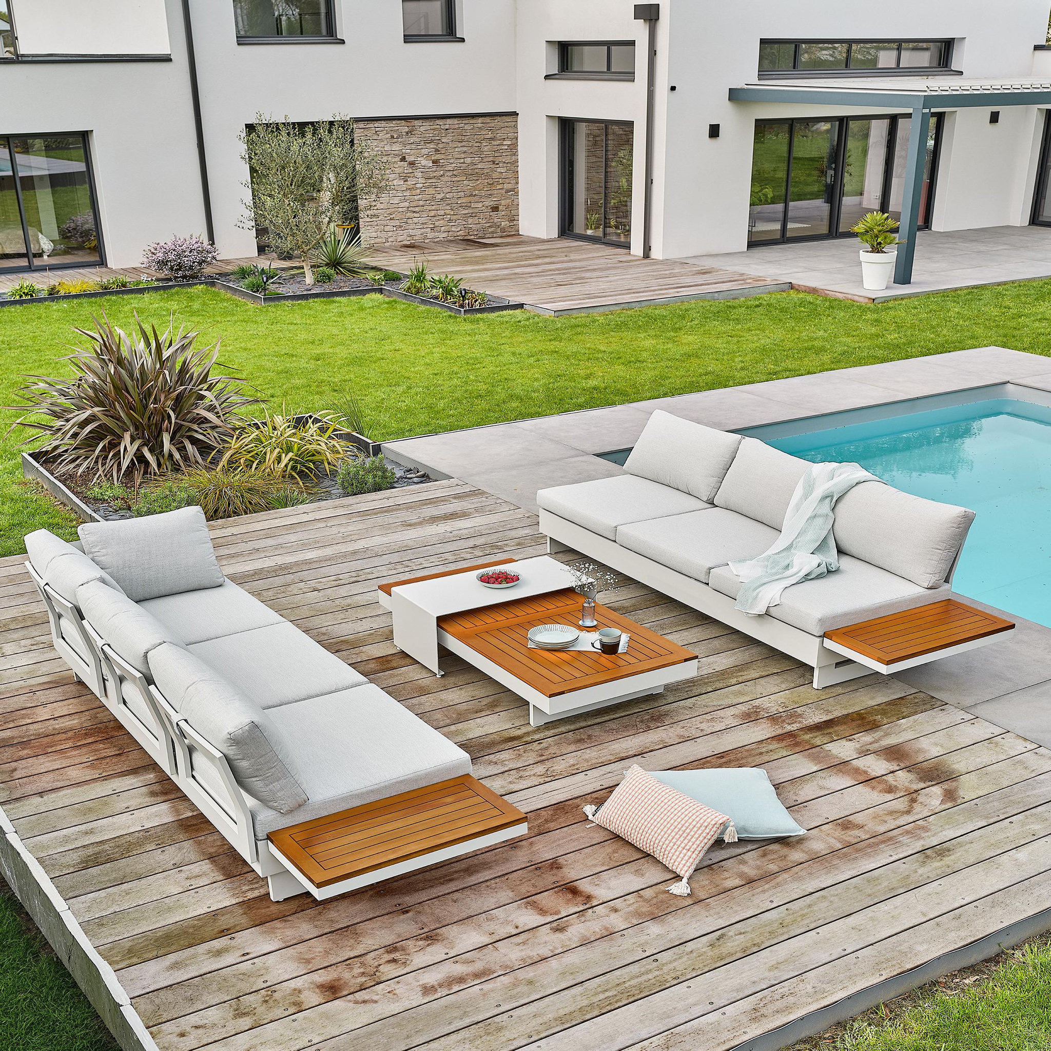 Voir la diapositive 3 : DCB GARDEN Salon de jardin d'angle (6 places)