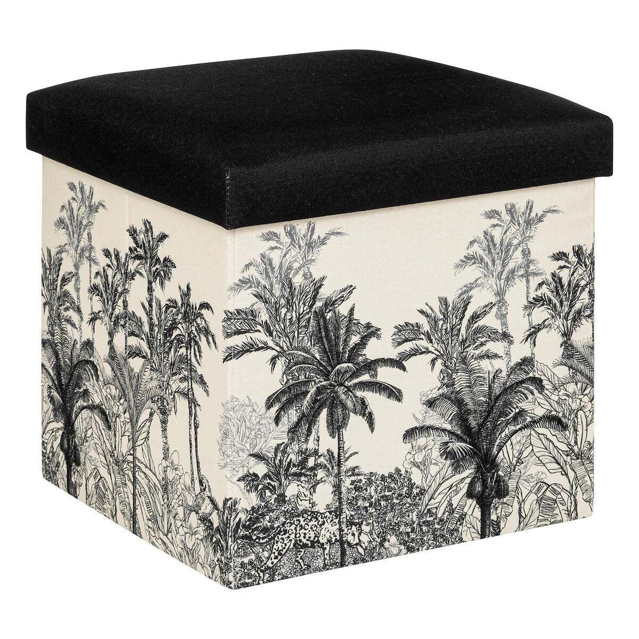 ATMOSPHERA Pouf pliable vintage  benicio  38cm noir & blanc