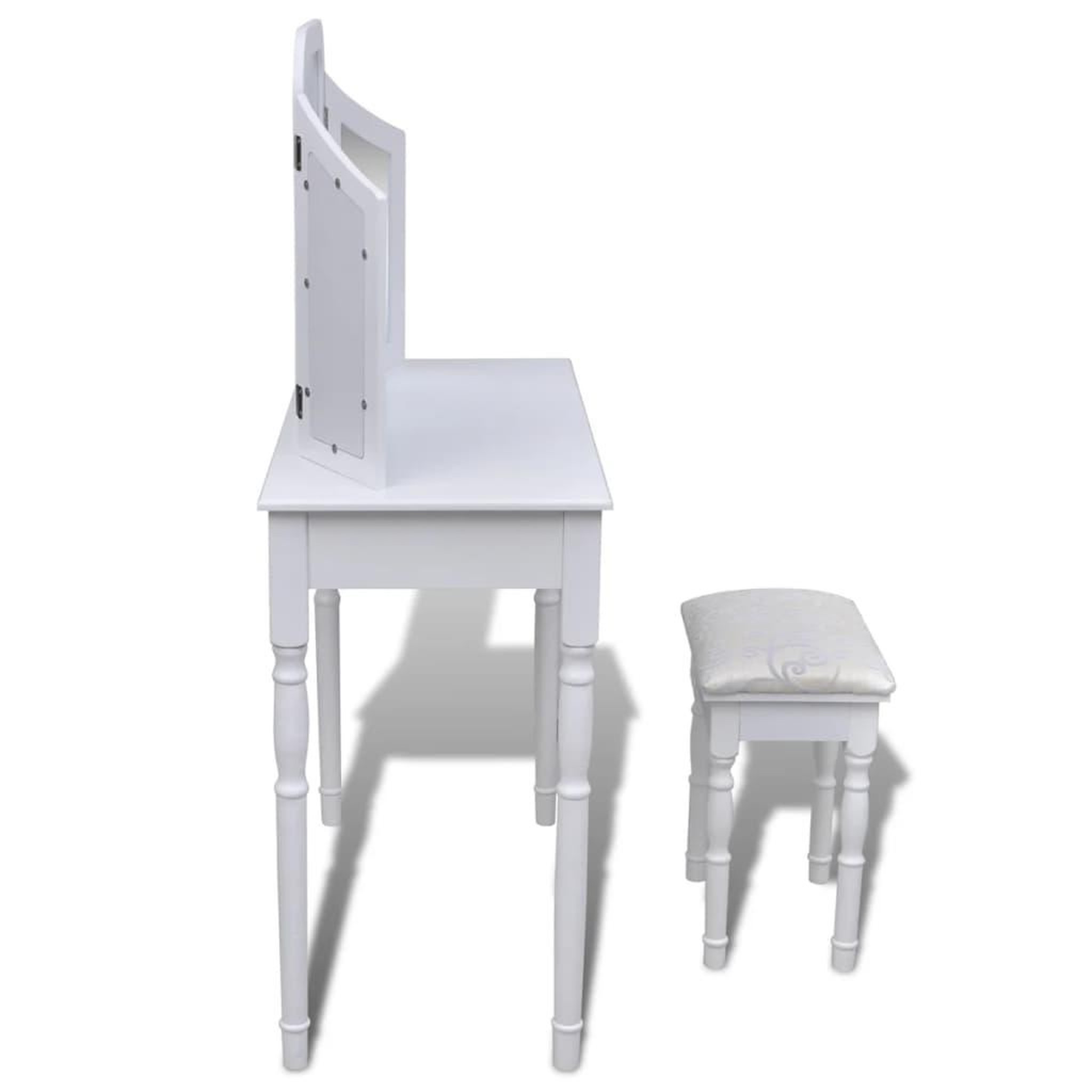 Voir la diapositive 4 : VIDAXL Coiffeuse avec miroir et tabouret 2 tiroirs blanc