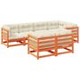 Voir la diapositive 2 : VIDAXL Salon de jardin 7 pcs avec coussins cire marron bois pin massif