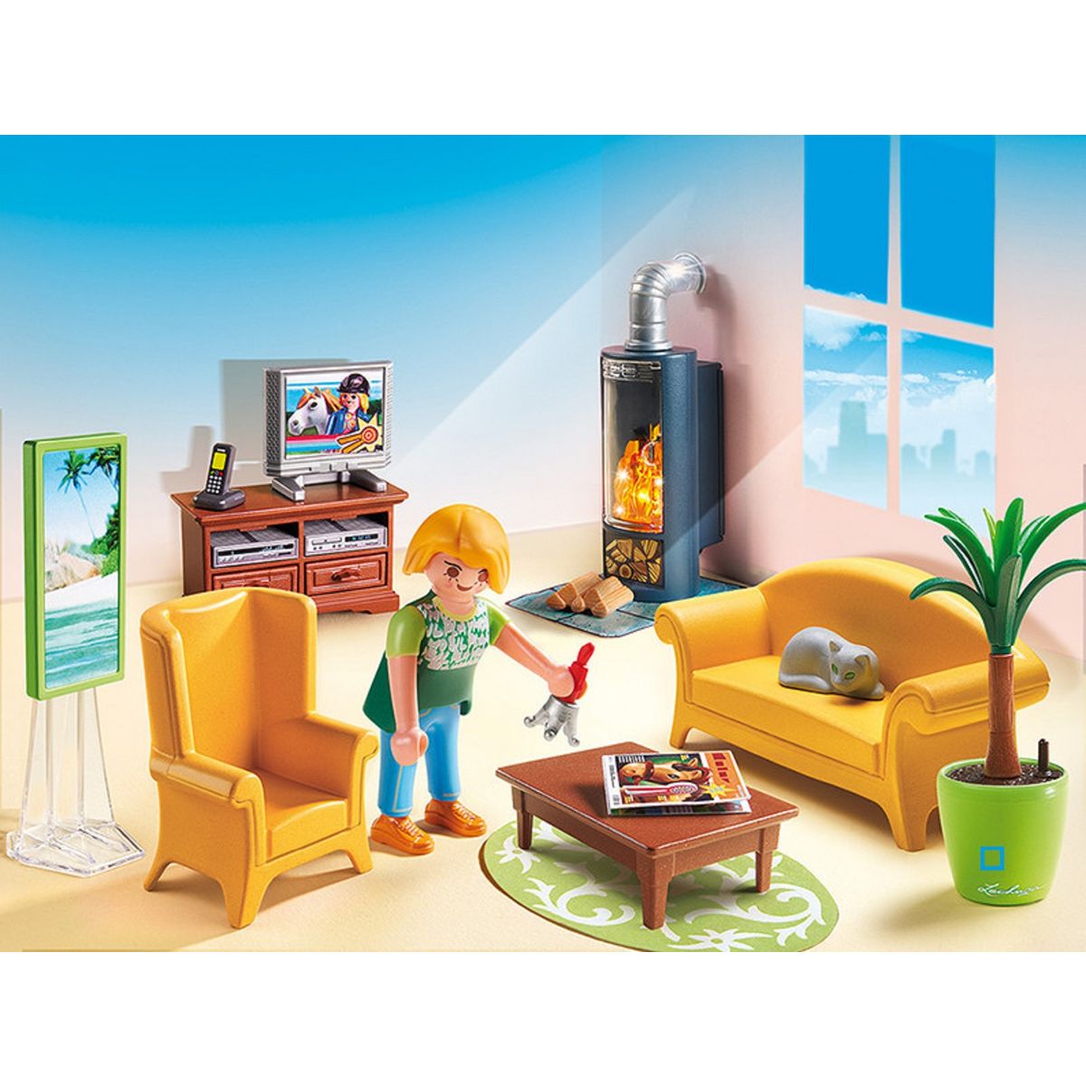 PLAYMOBIL 5308 - Dollhouse - Salon avec poêle à bois