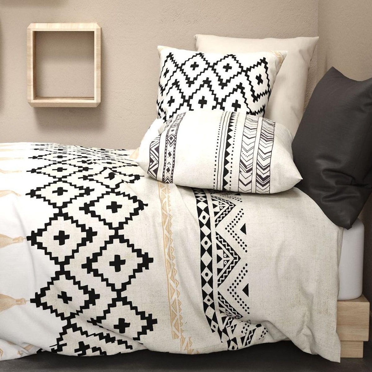 ATELIER DU COTON Parure de couette 100%coton 57fils/cm2 bohème