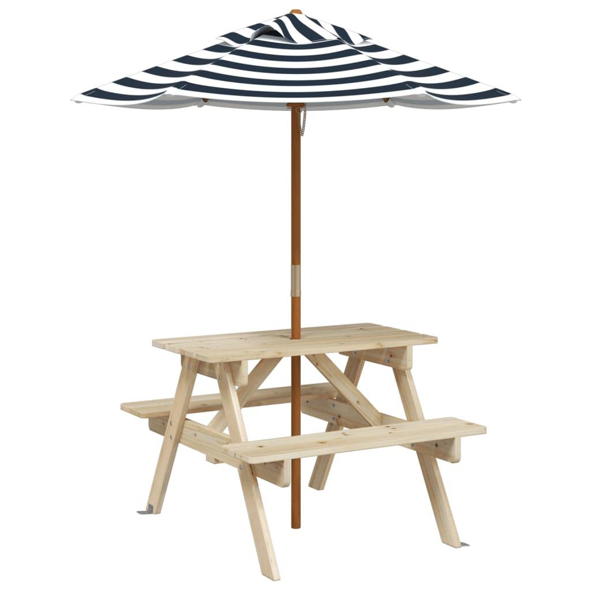 Voir la diapositive 2 : VIDAXL Table de pique-nique pour 4 enfants avec parasol bois de sapin