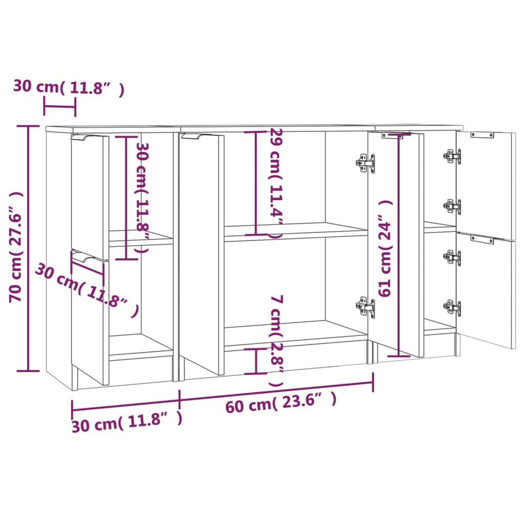 Voir la diapositive 6 : VIDAXL Buffets 3 pcs noir bois d'ingenierie